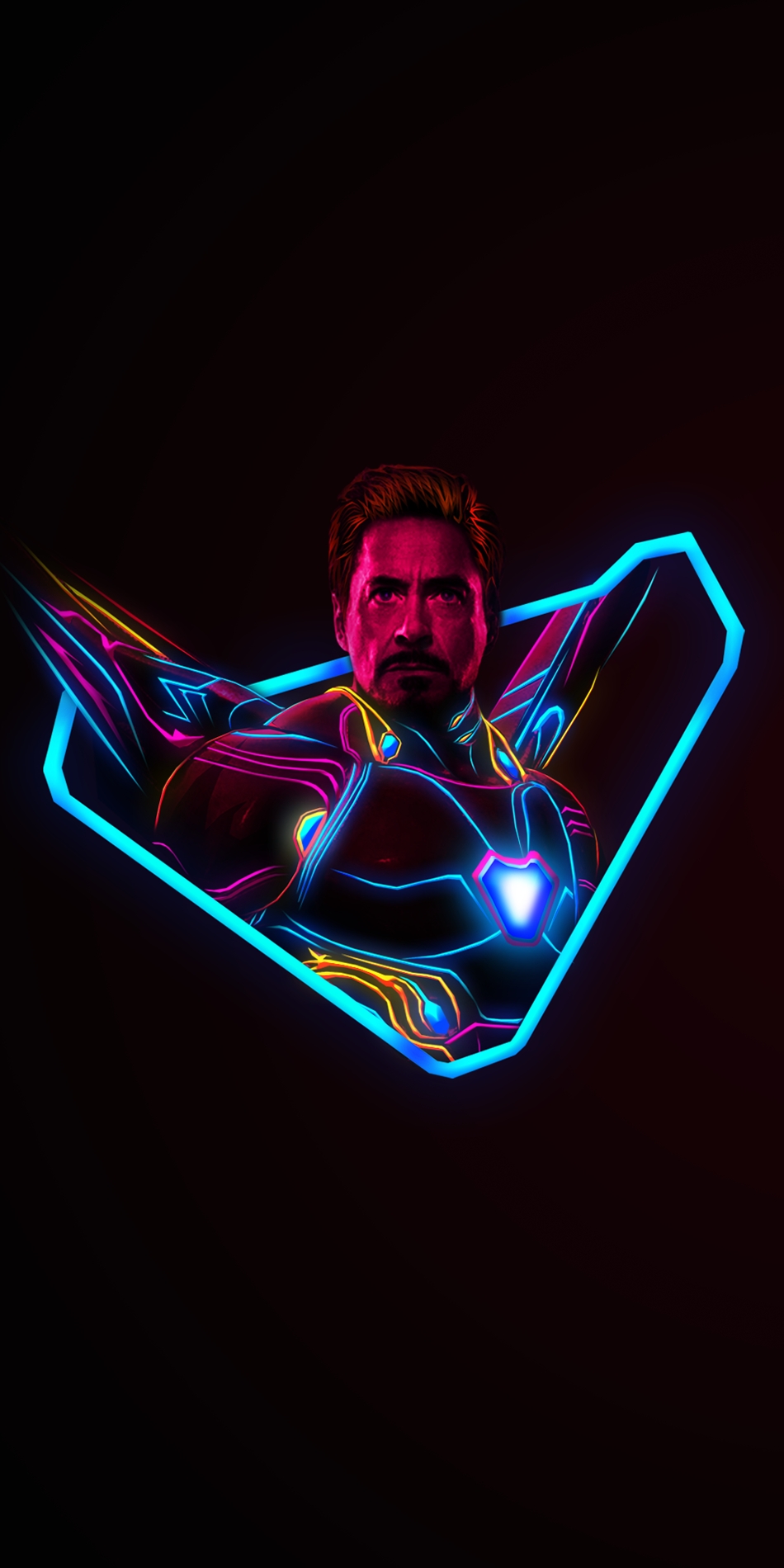 General 950x1900 portrait display portrait Marvel Comics Marvel Cinematic Universe Tony Stark Iron Man neon simple background minimalism beard looking at viewer