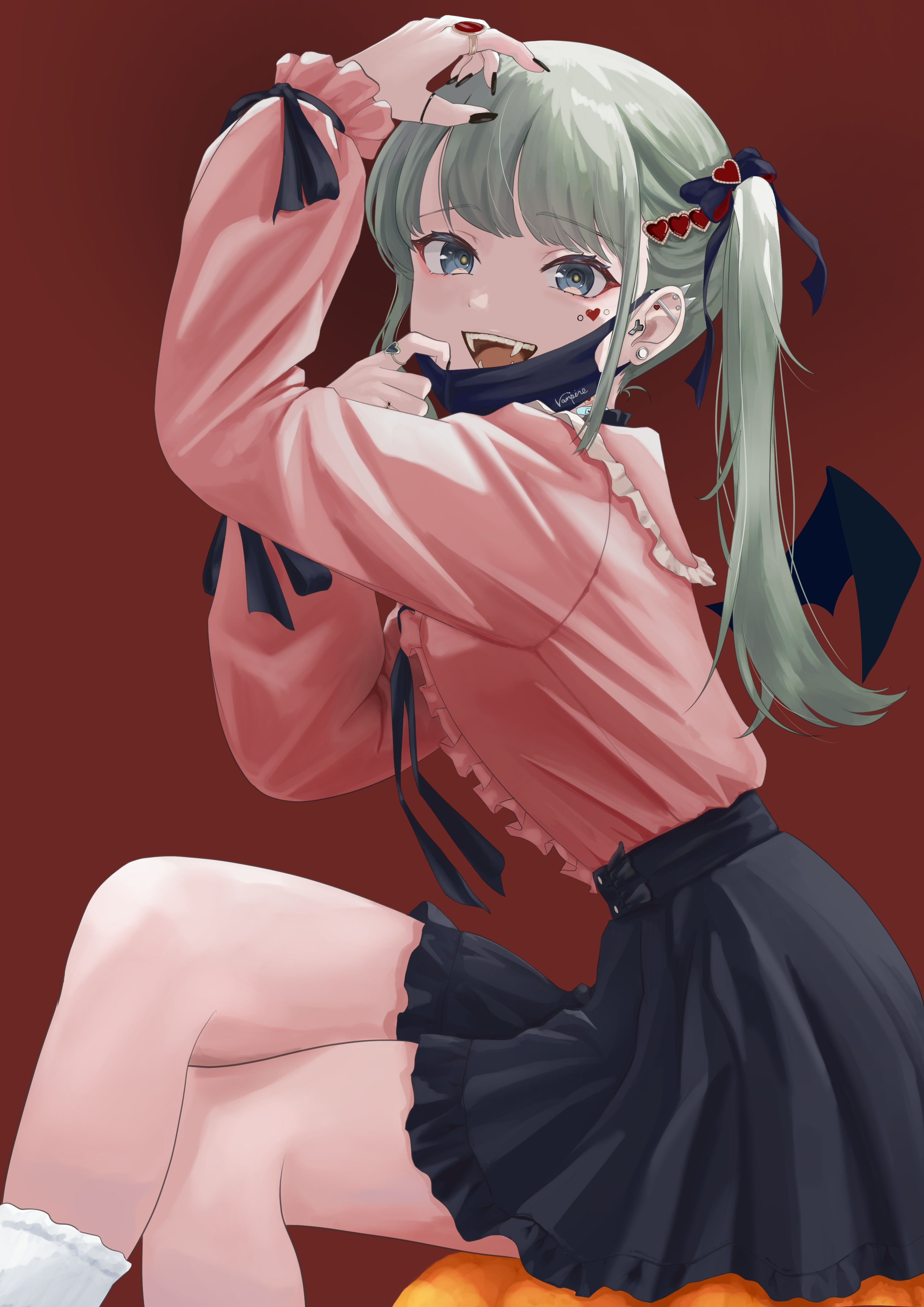 Anime 2894x4093 anime anime girls portrait display mask twintails legs crossed green hair blue eyes Band-Aid Vocaloid Hatsune Miku