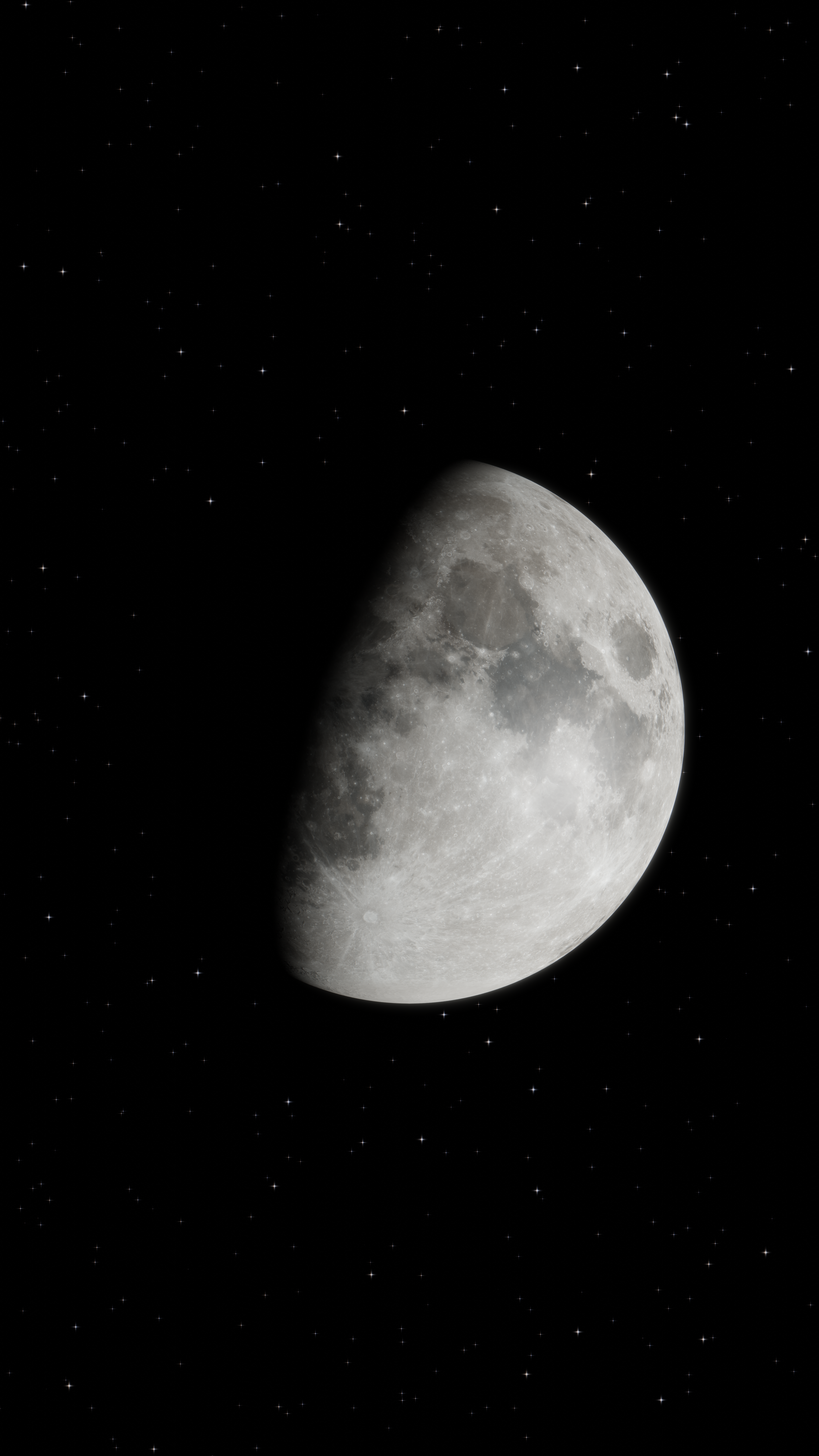 General 4320x7680 Moon night stars shadow sky space portrait display Blender