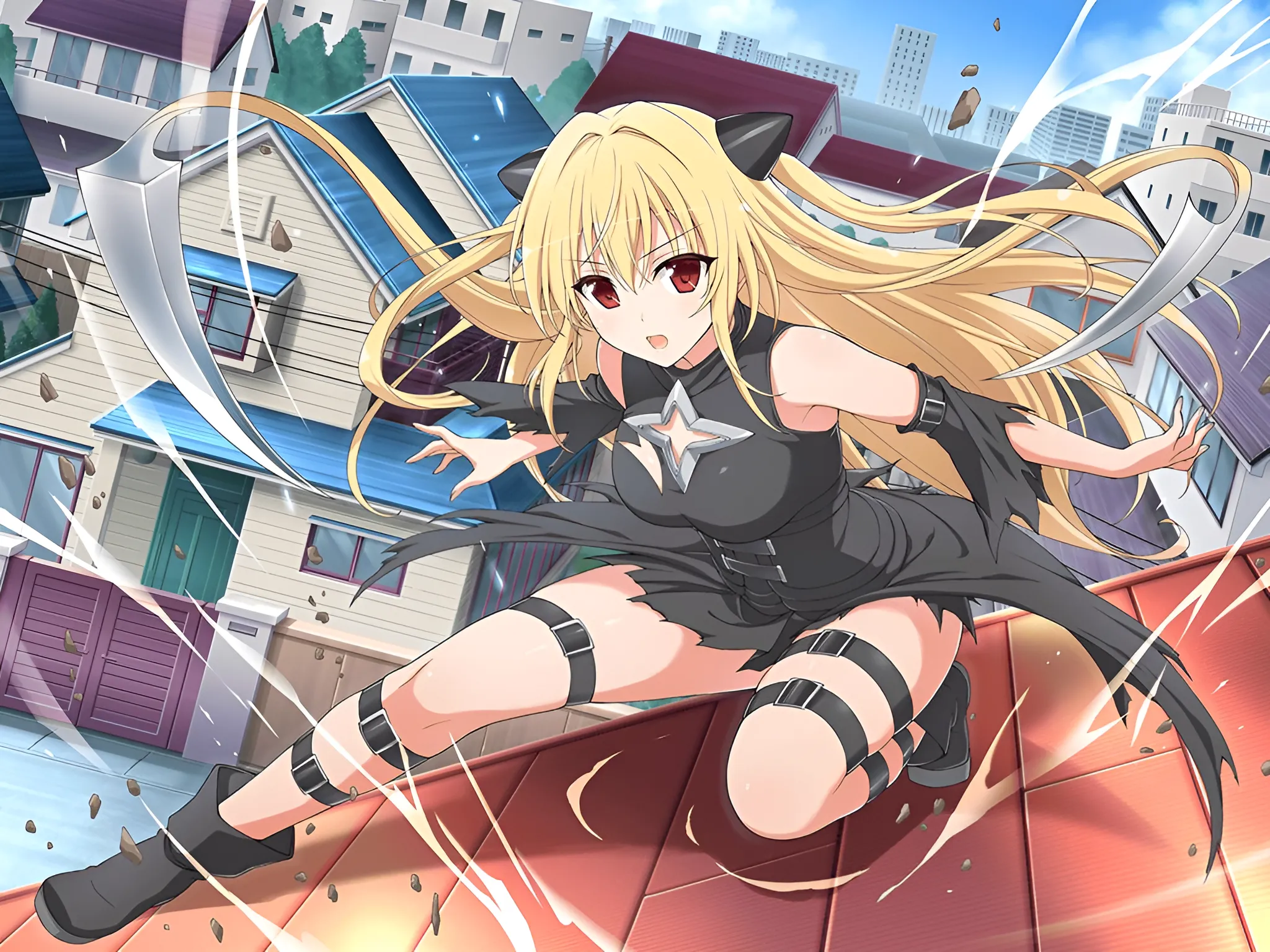 Anime 2048x1536 Golden Darkness To Love-ru blonde gothic anime girls red eyes