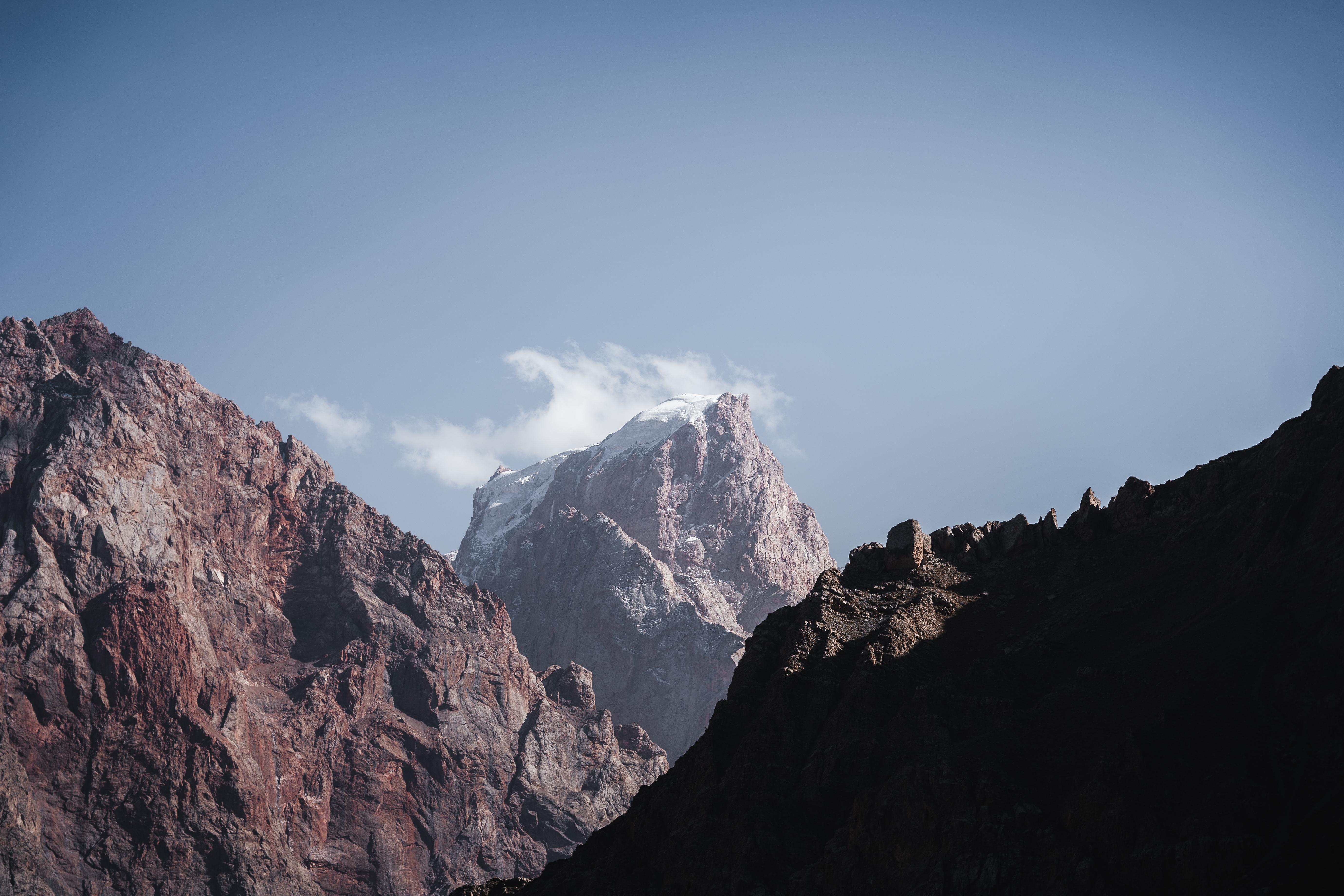 General 5523x3682 mountains rocks snow Tajikistan Asia clouds