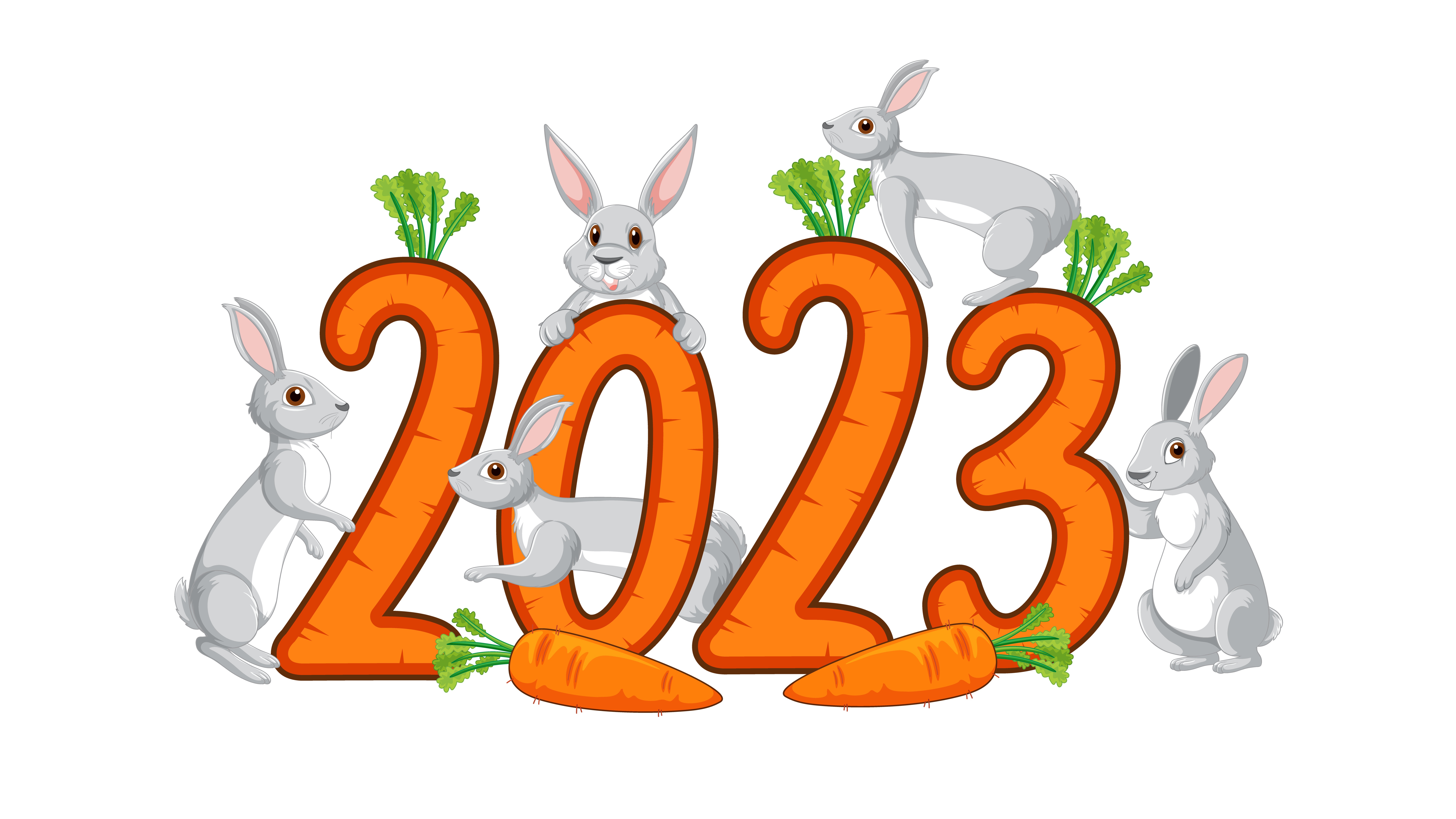 General 8043x4524 2023 (year) rabbits carrots minimalism simple background white background holiday digital art