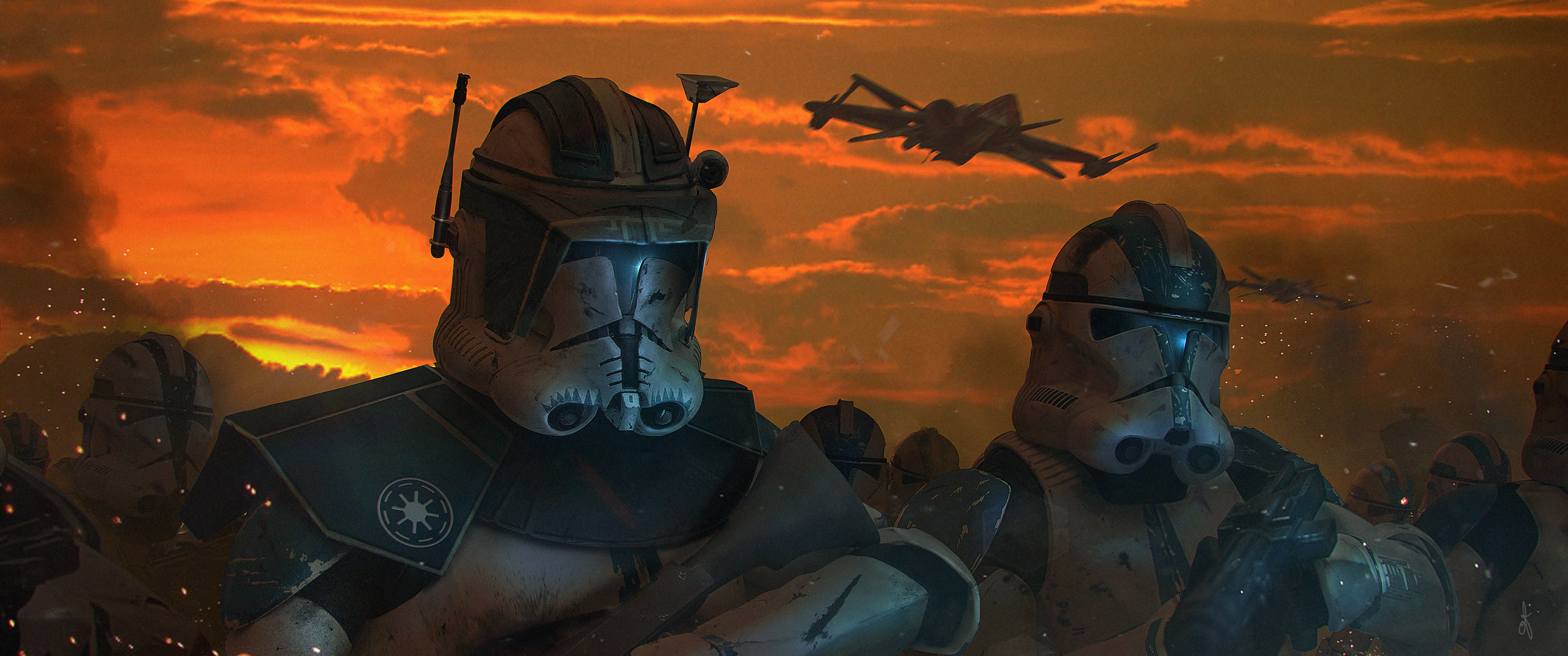 General 3840x1606 science fiction Star Wars clones 501st stormtrooper digital art low light ultrawide