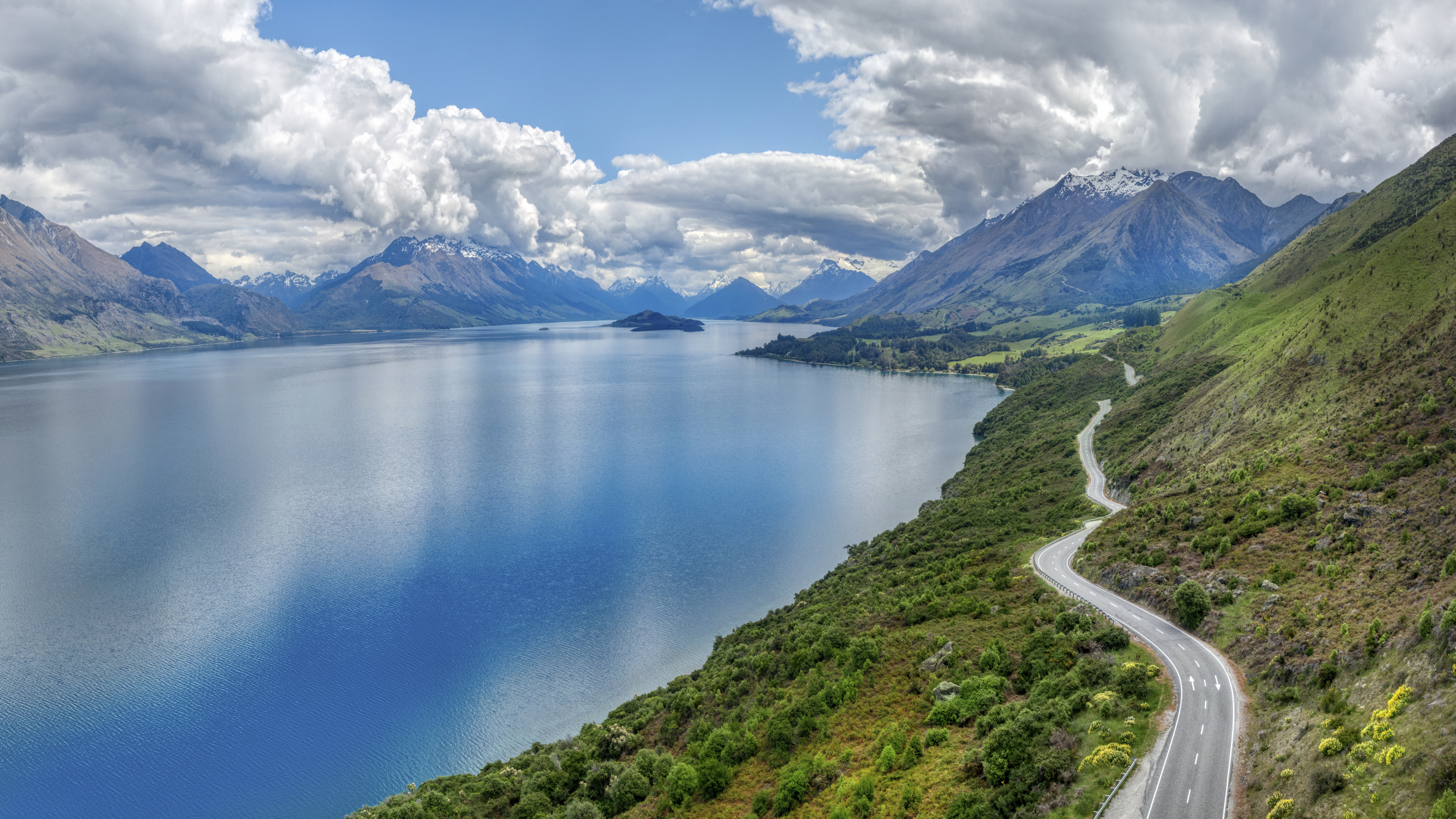 General 3840x2160 landscape 4K New Zealand nature water road mountains clouds sea