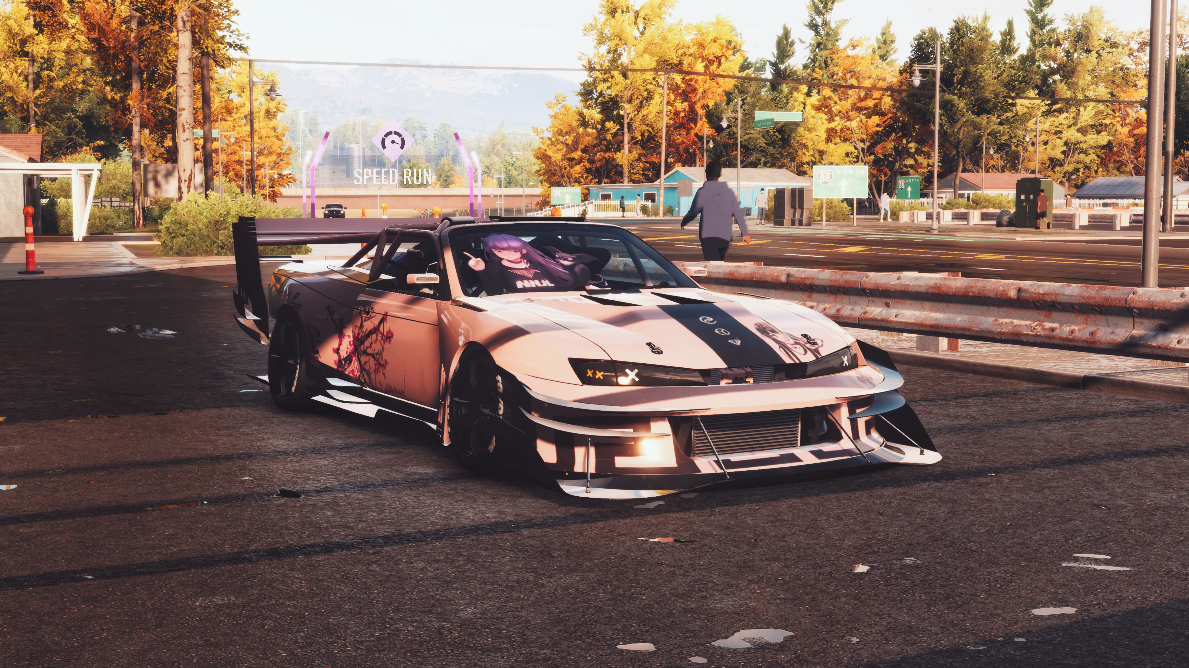 General 3840x2160 Need for speed Unbound Need for Speed edit CGI race cars car park car 4K gaming effects video games EA Games Criterion Games headlights anime girls
