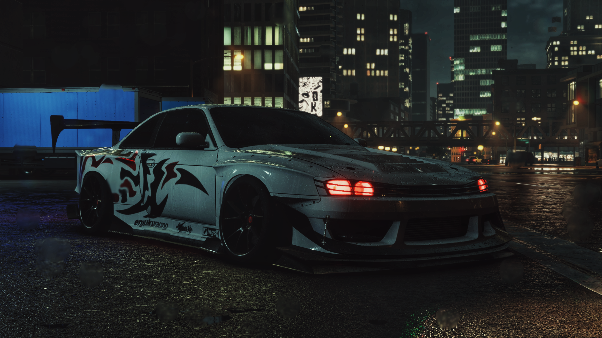 General 1920x1080 Need for speed Unbound Need for Speed edit CGI race cars car park car 4K gaming video game characters effects video games EA Games Criterion Games night headlights city city lights