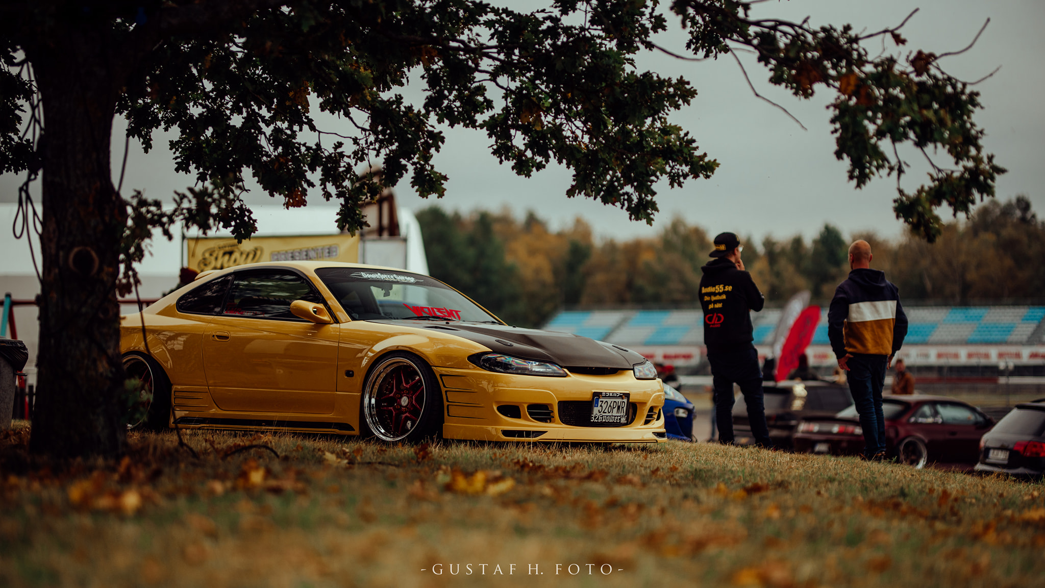 General 2048x1152 Gustaf H car Nissan Nissan Silvia S15 Sweden yellow licence plates trees grass leaves