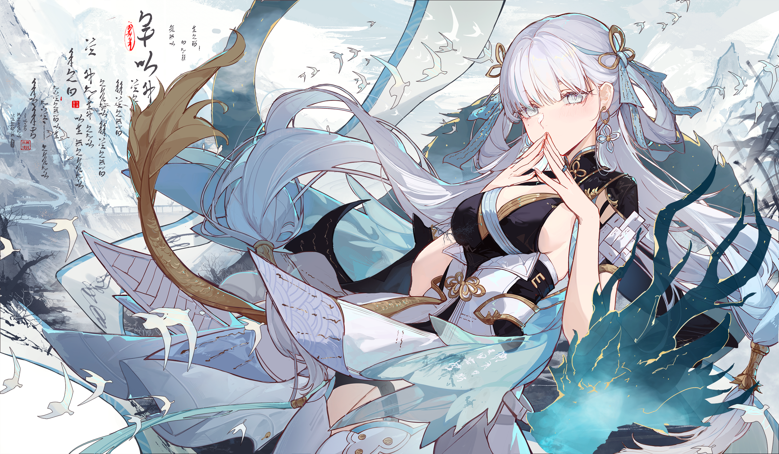 Anime 2500x1459 anime girls video games Wuthering Waves white hair Jinhsi (Wuthering Waves)