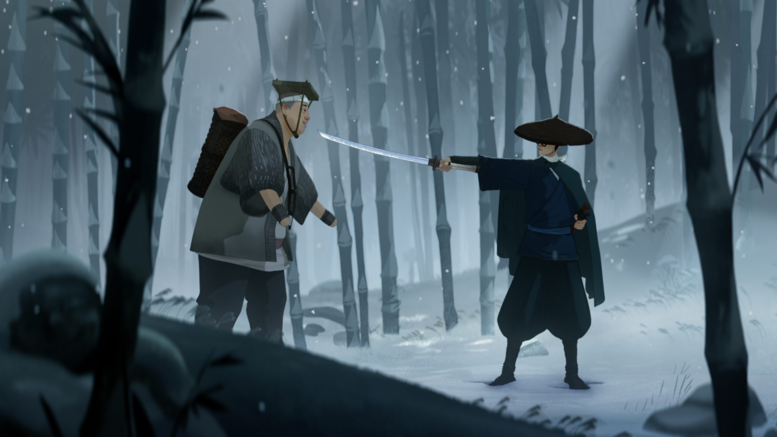 Anime 2560x1440 Blue Eye Samurai Netflix TV Series sword katana Japan samurai snow women with swords