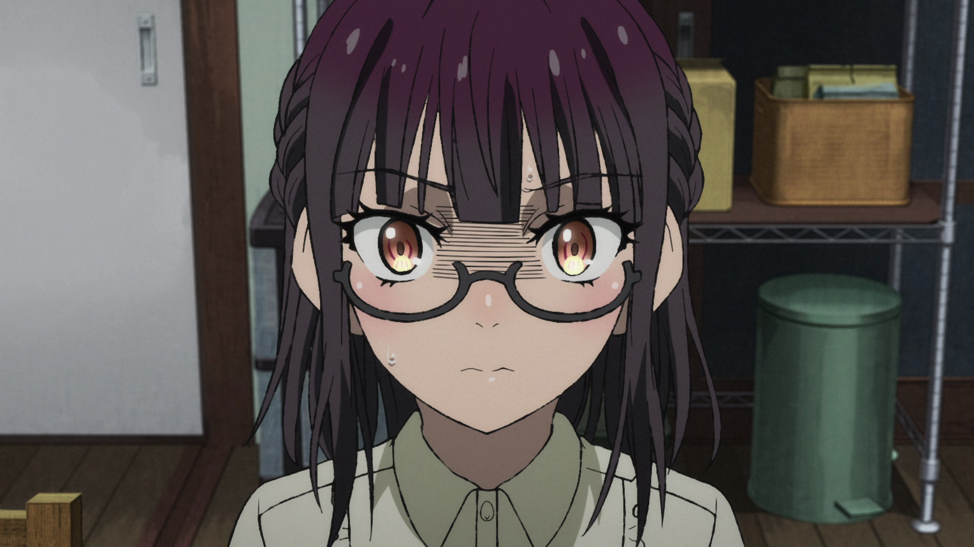 Anime 1920x1080 Isekai Ojisan glasses anime girls anime Anime screenshot looking at viewer sweatdrop