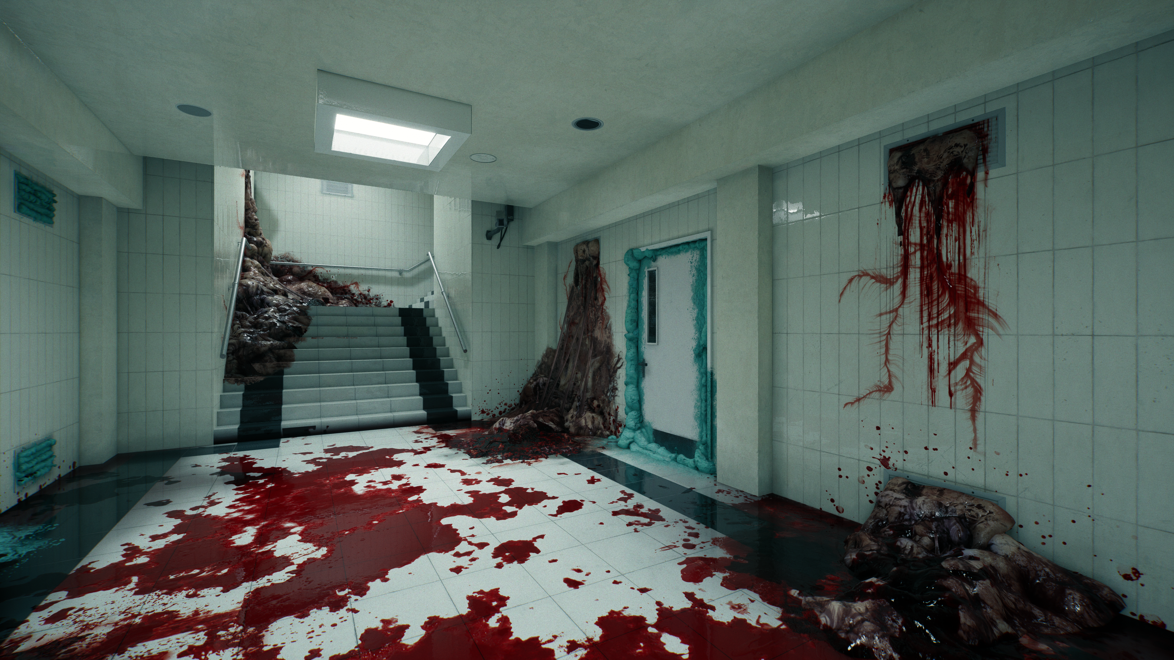 General 3840x2160 Dead Island 2 Nvidia RTX video games CGI blood interior stairs video game art gore