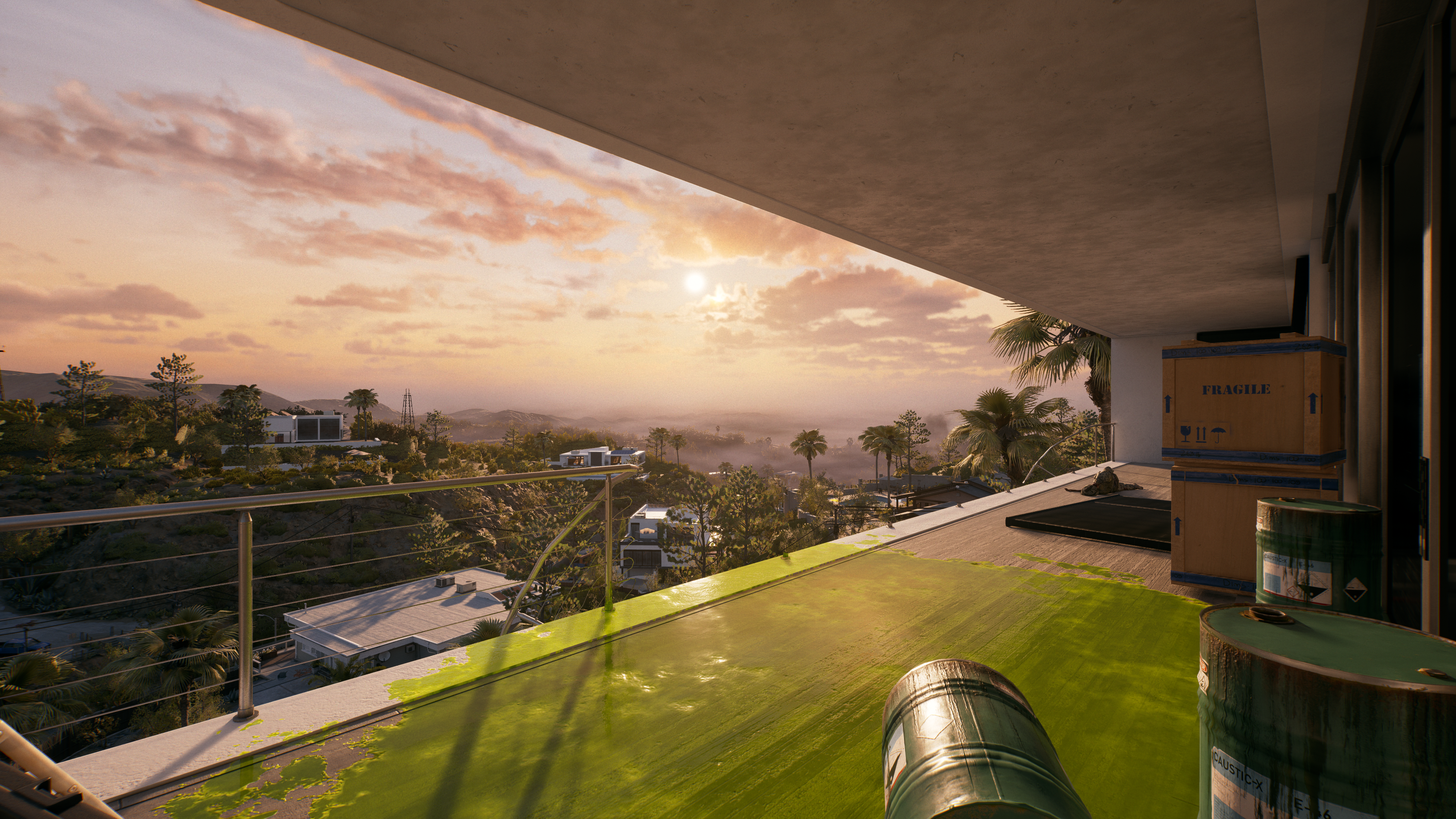 General 3840x2160 Dead Island 2 Nvidia RTX video games CGI sunset sunset glow sky clouds palm trees