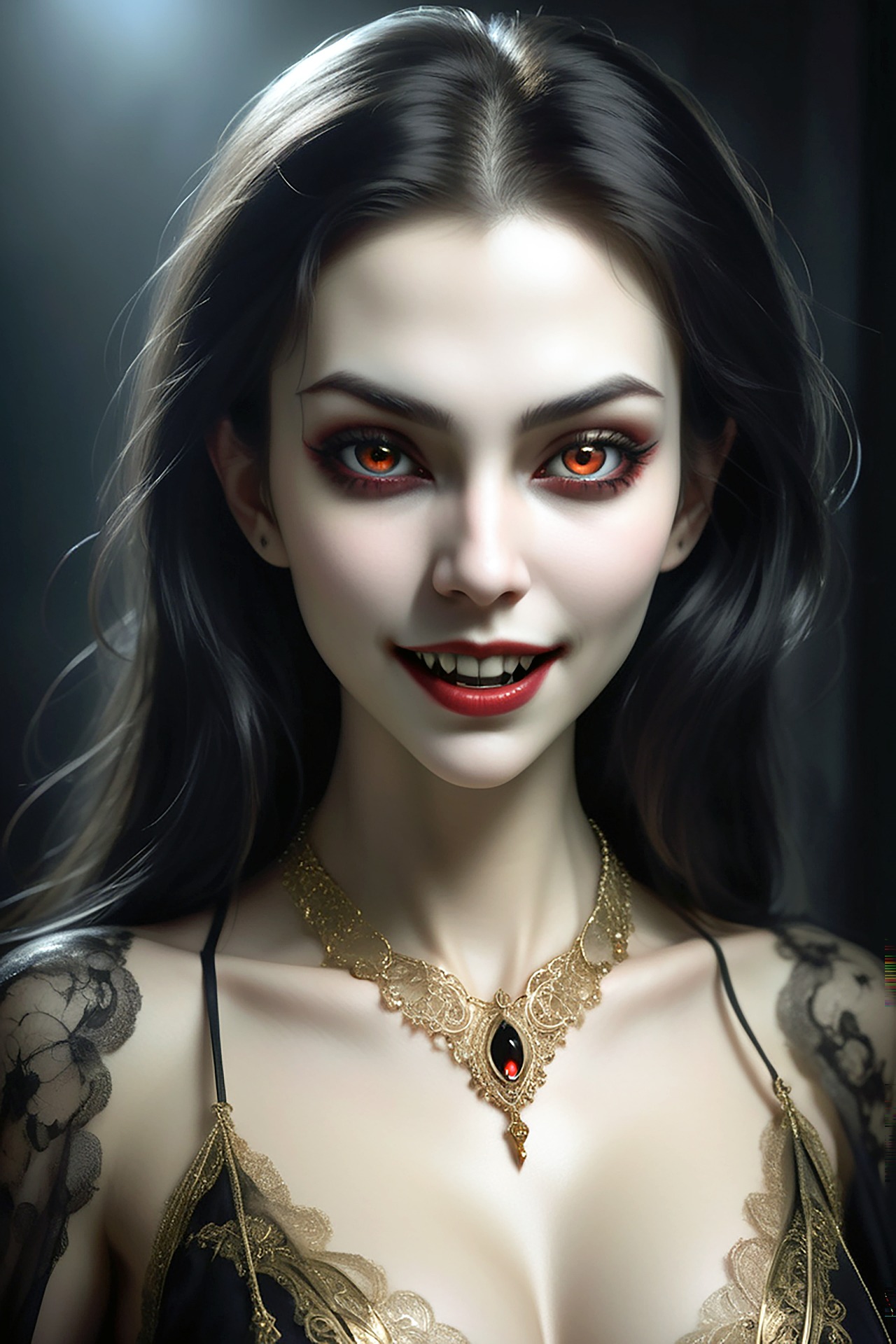 General 1280x1920 demon fantasy girl creepy fantasy art dark fantasy evil AI art