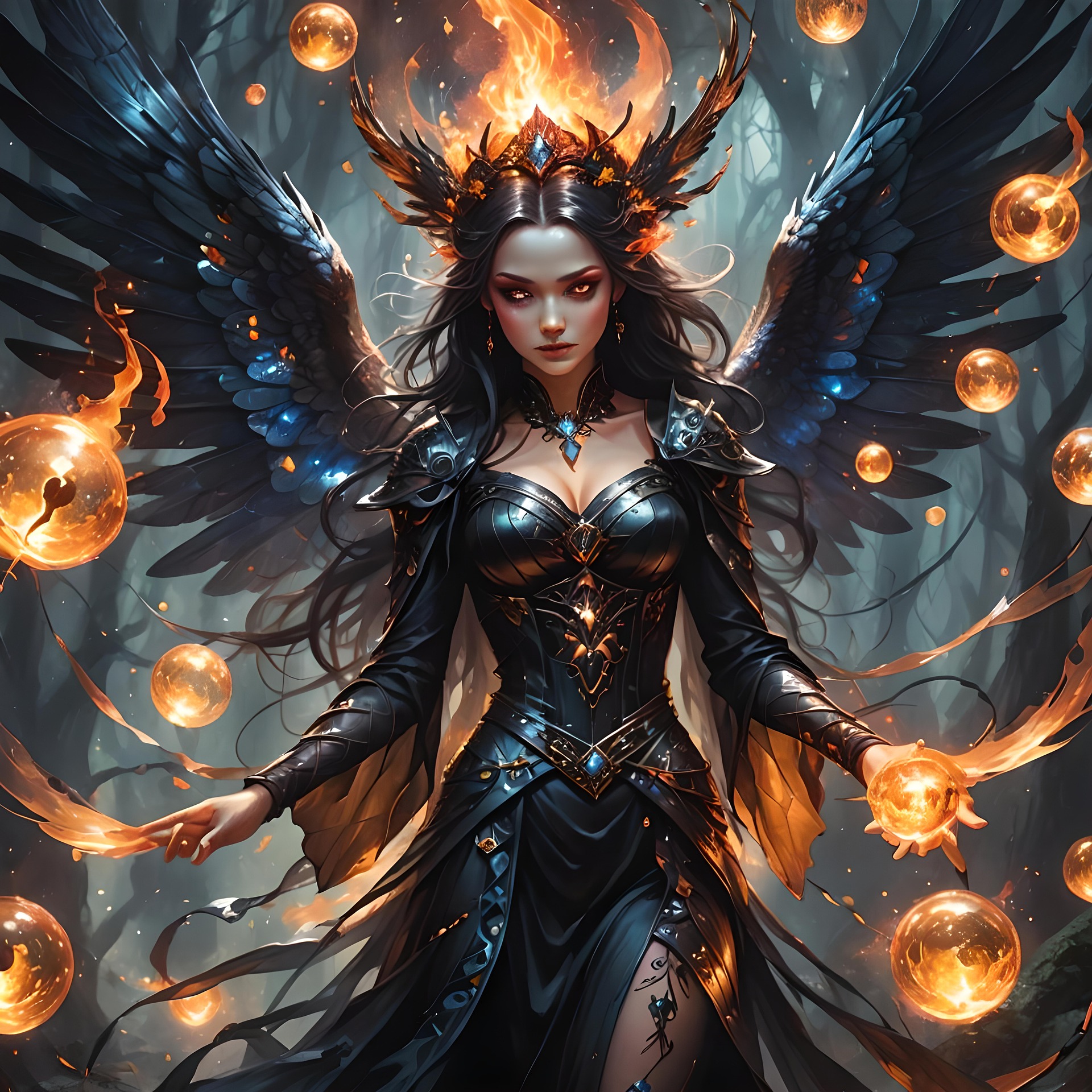 General 1920x1920 AI art digital art horror evil dark fantasy fantasy art creepy fantasy girl demon demoness demon girls succubus angel female warrior warrior