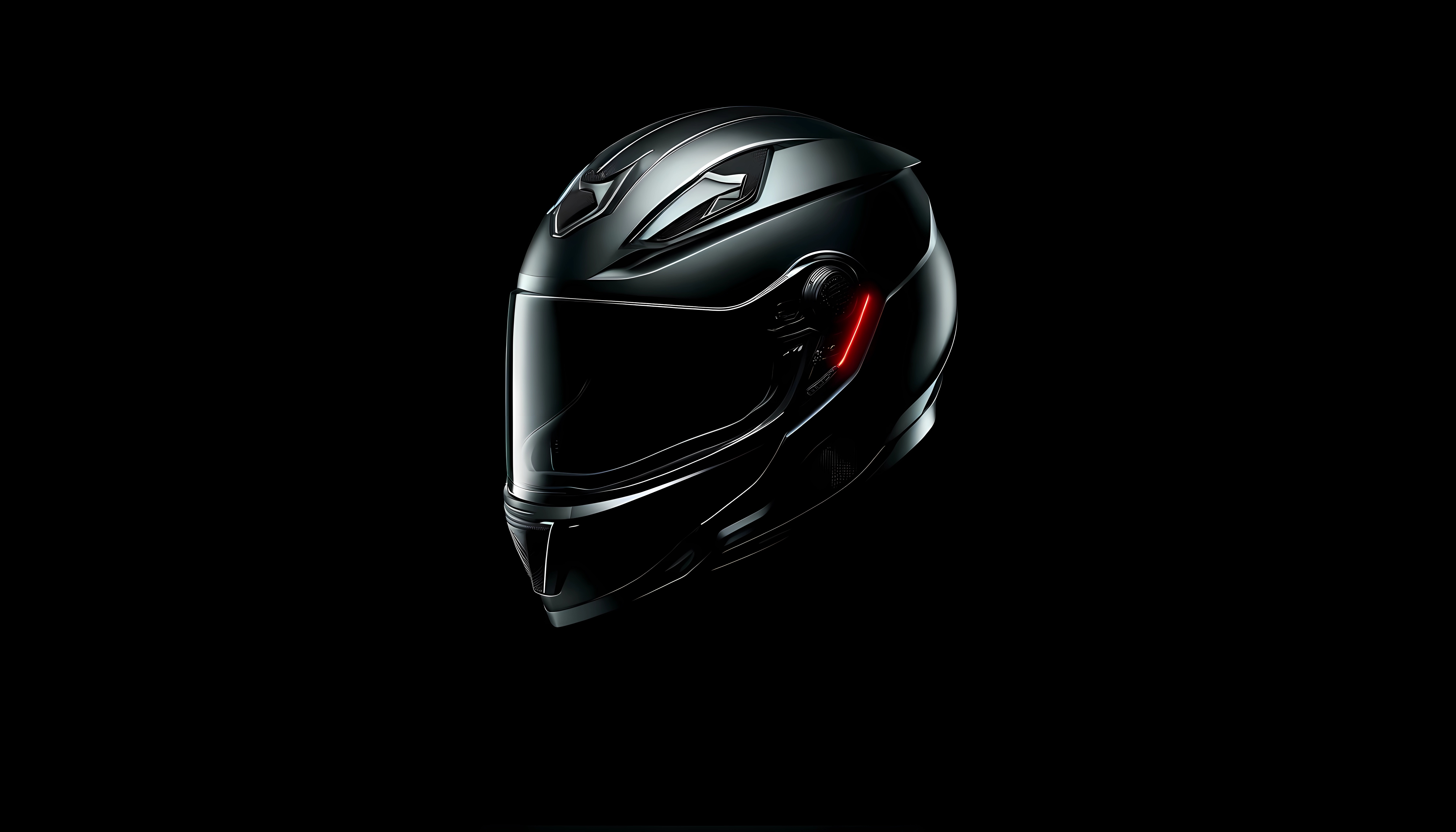 General 7168x4096 biker black helmet red minimalism AI art