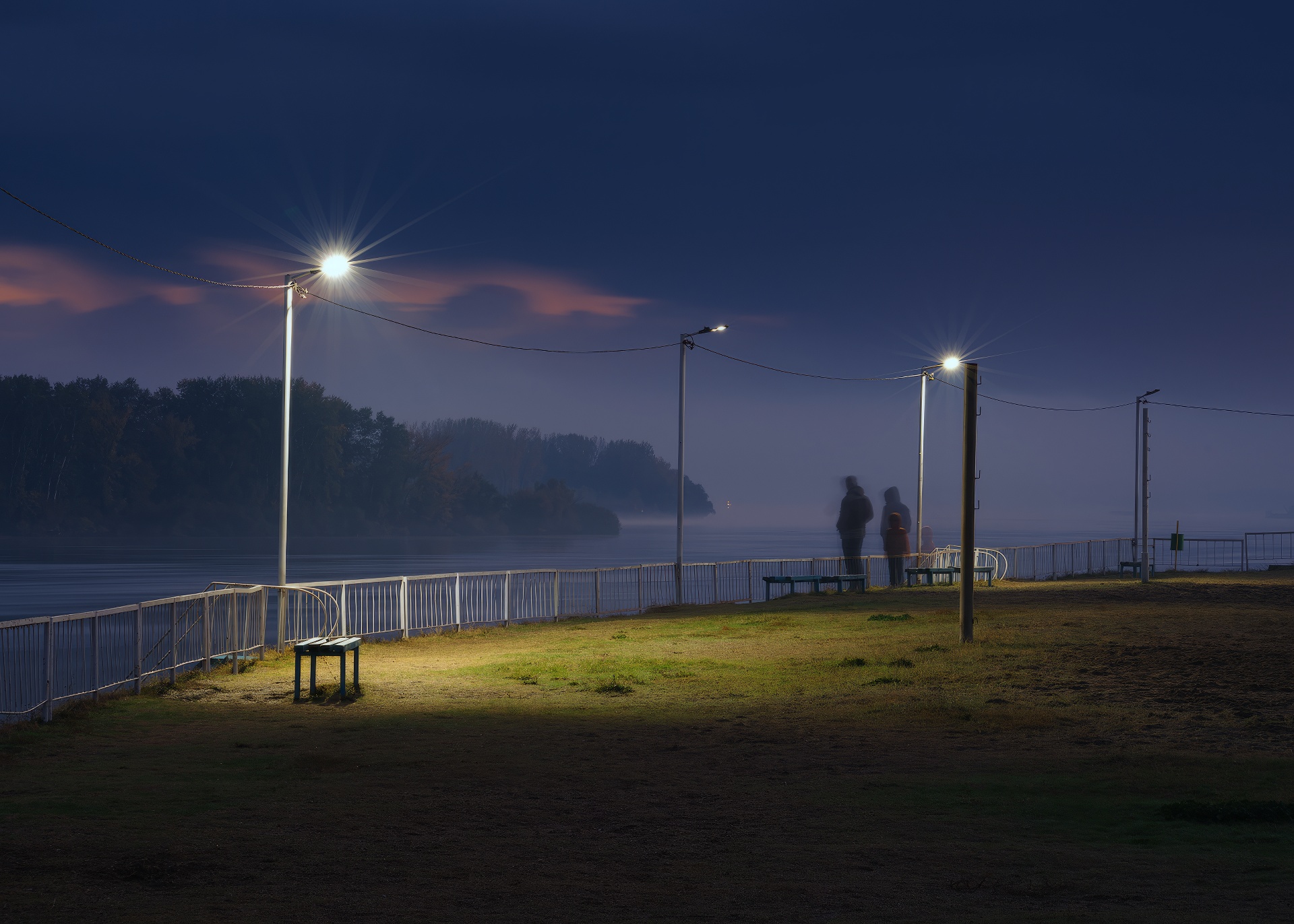 People 1920x1372 children people night outdoors photography street light bench fence grass landscape sea mist long exposure
