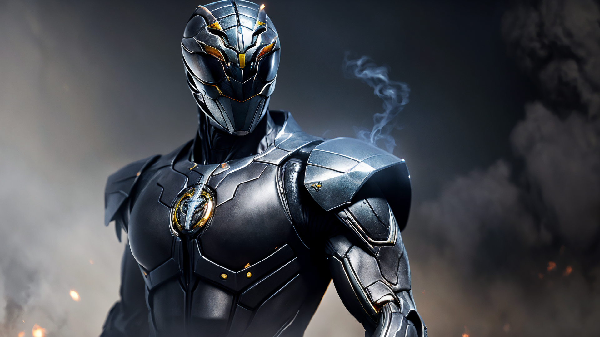 General 1920x1080 AI art superhero rangers Power Rangers smoke digital art helmet simple background armor