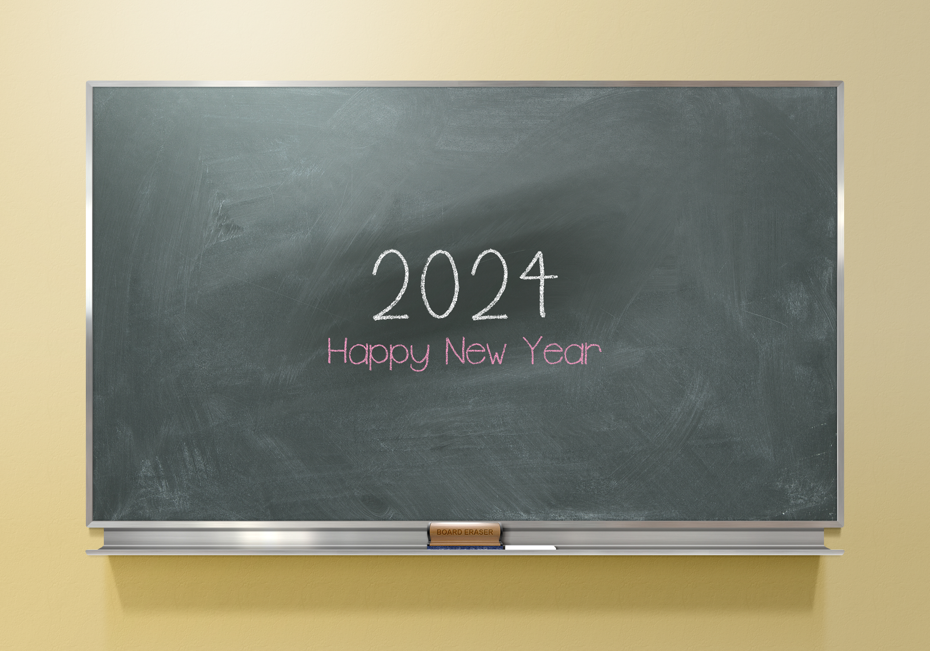 General 3000x2100 2024 (year) New Year chalkboard chalk Eraser minimalism simple background holiday