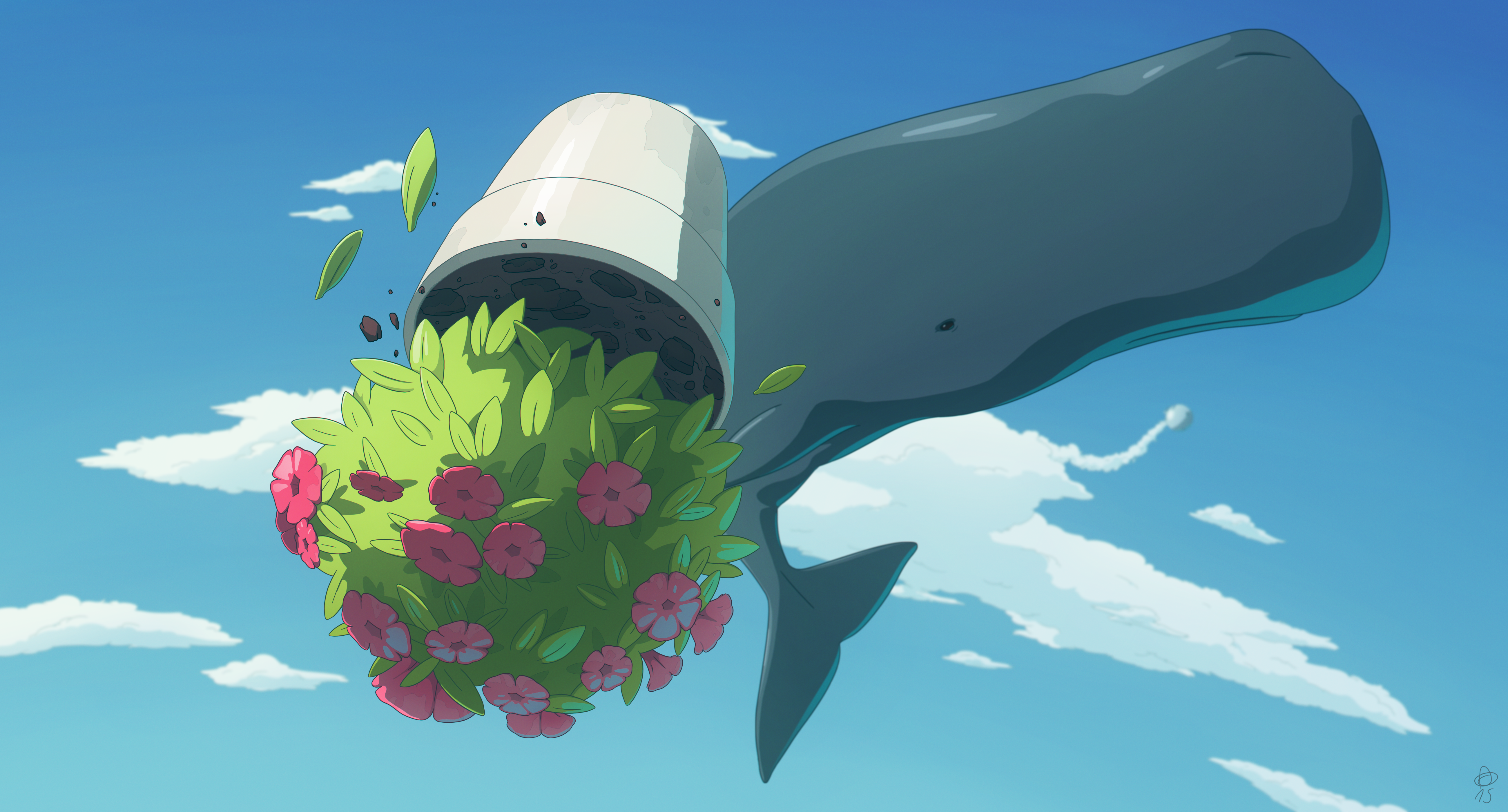 Anime 5200x2800 The Hitchhiker's Guide to the Galaxy Sperm Whale petunias