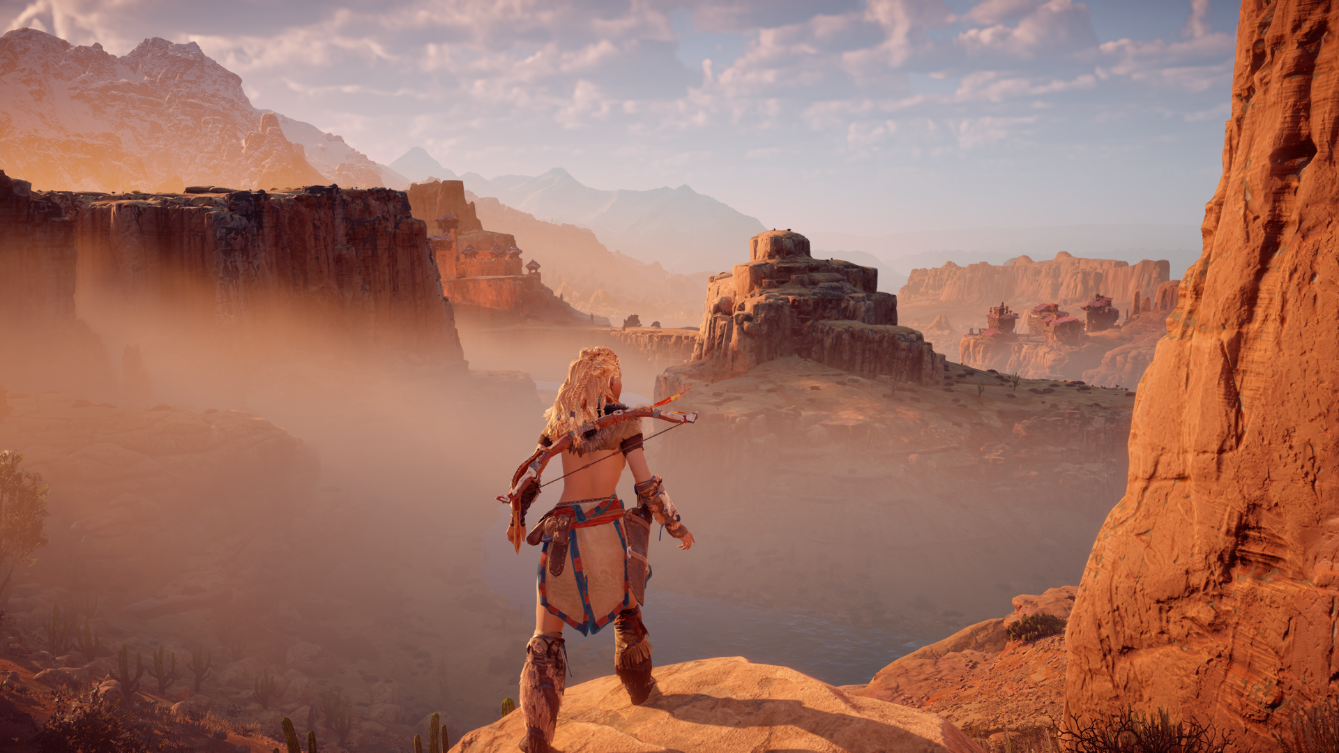 General 1920x1080 Horizon: Zero Dawn screen shot video games Aloy video game girls guerrilla games women video game characters CGI standing landscape sky clouds sunlight looking into the distance