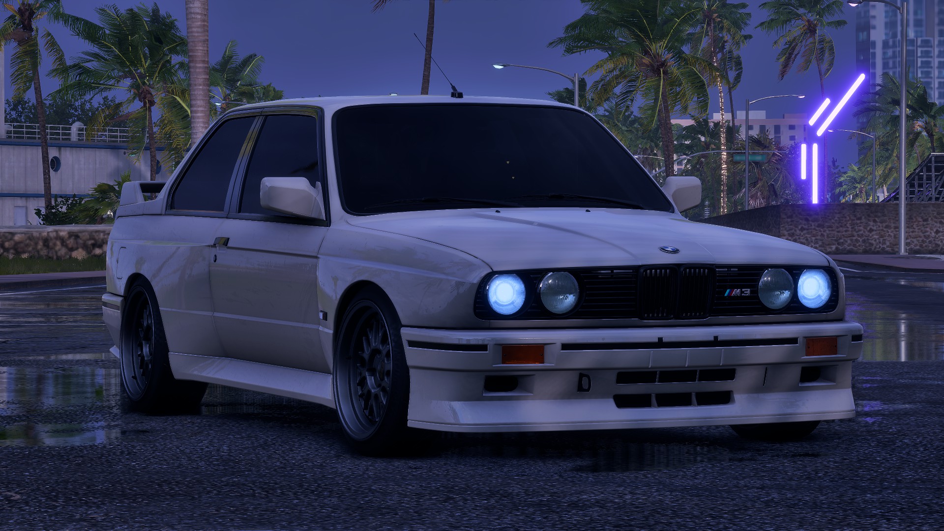 General 1920x1080 BMW BMW E30 white street view city 4K Need for Speed: Heat car BMW M3  German cars video games Electronic Arts