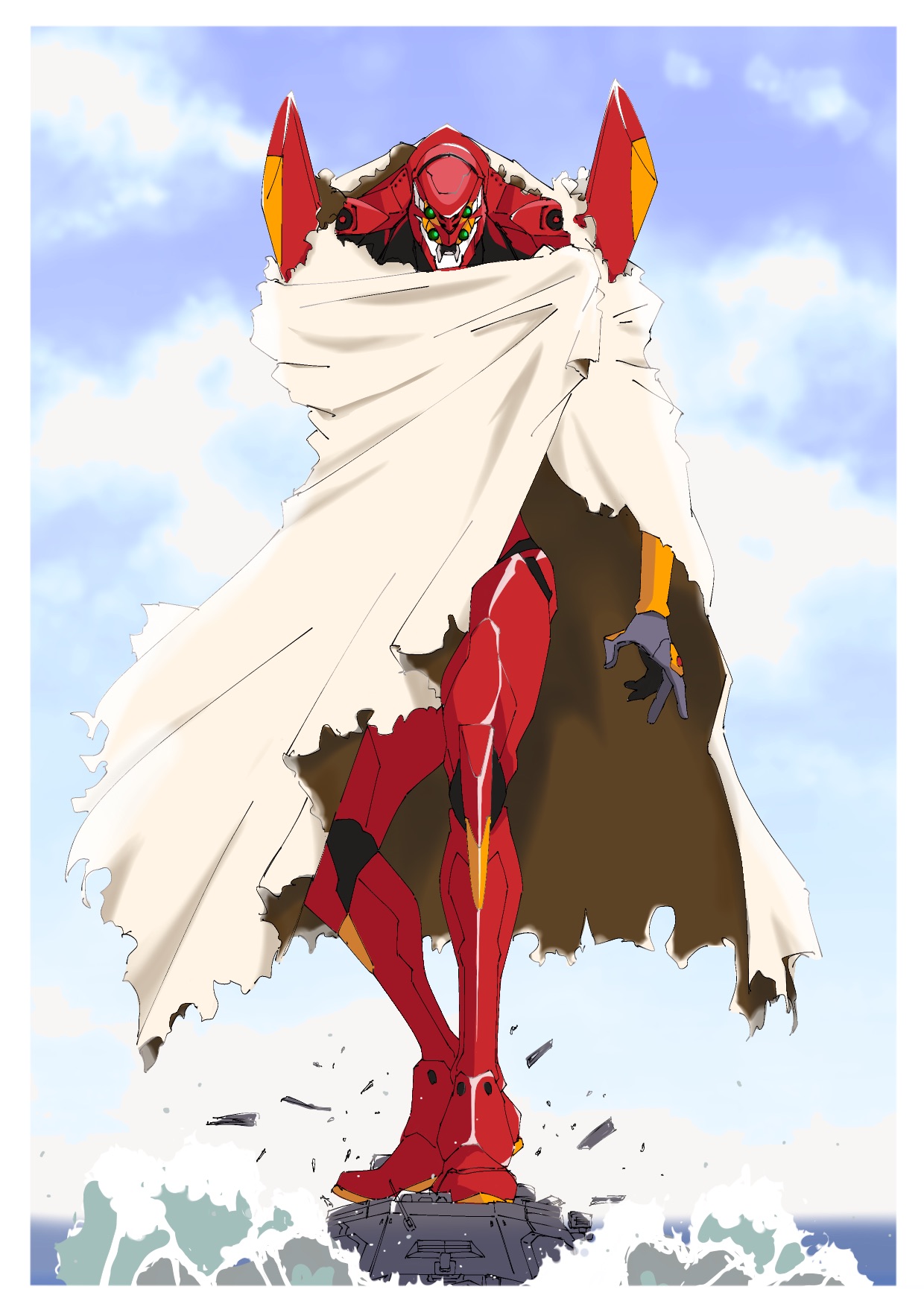 Anime 1240x1754 anime mechs EVA Unit 02 Neon Genesis Evangelion artwork digital art fan art
