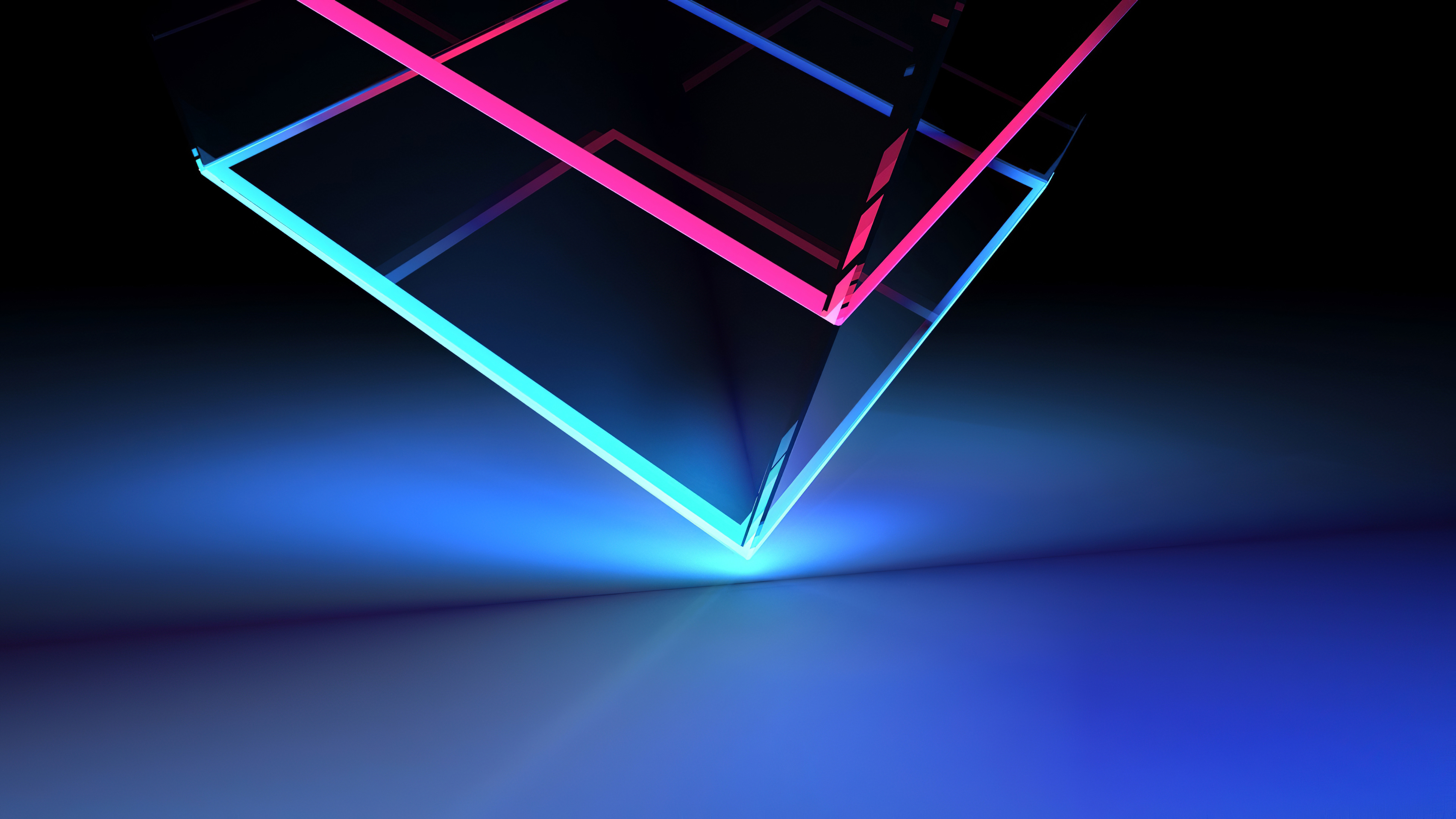 General 3840x2160 neon cube abstract digital art artwork illustration minimalism