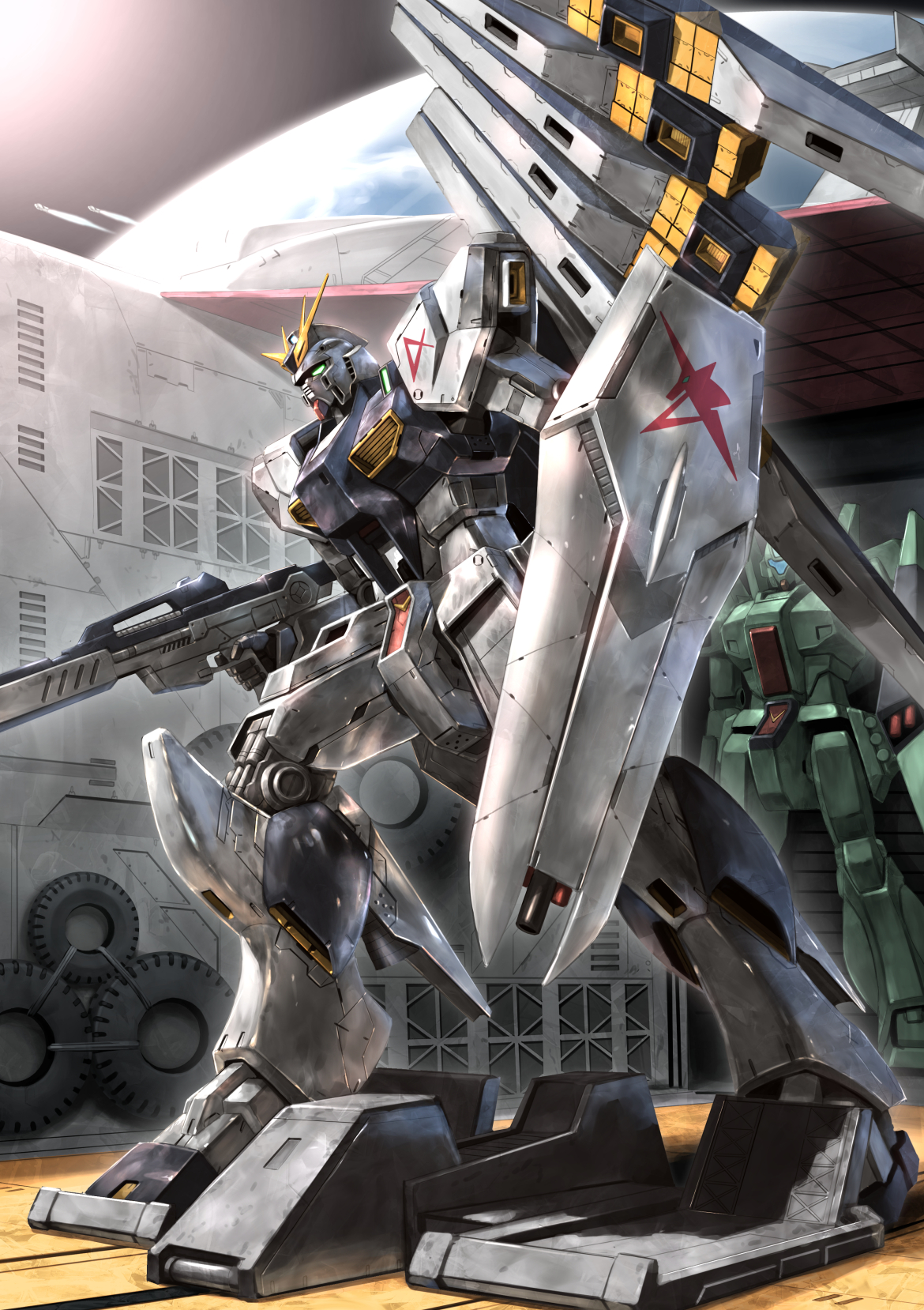 Anime 1170x1658 anime mechs Super Robot Taisen Mobile Suit Gundam Char&#039;s Counterattack Gundam artwork digital art fan art RX-93 v Gundam