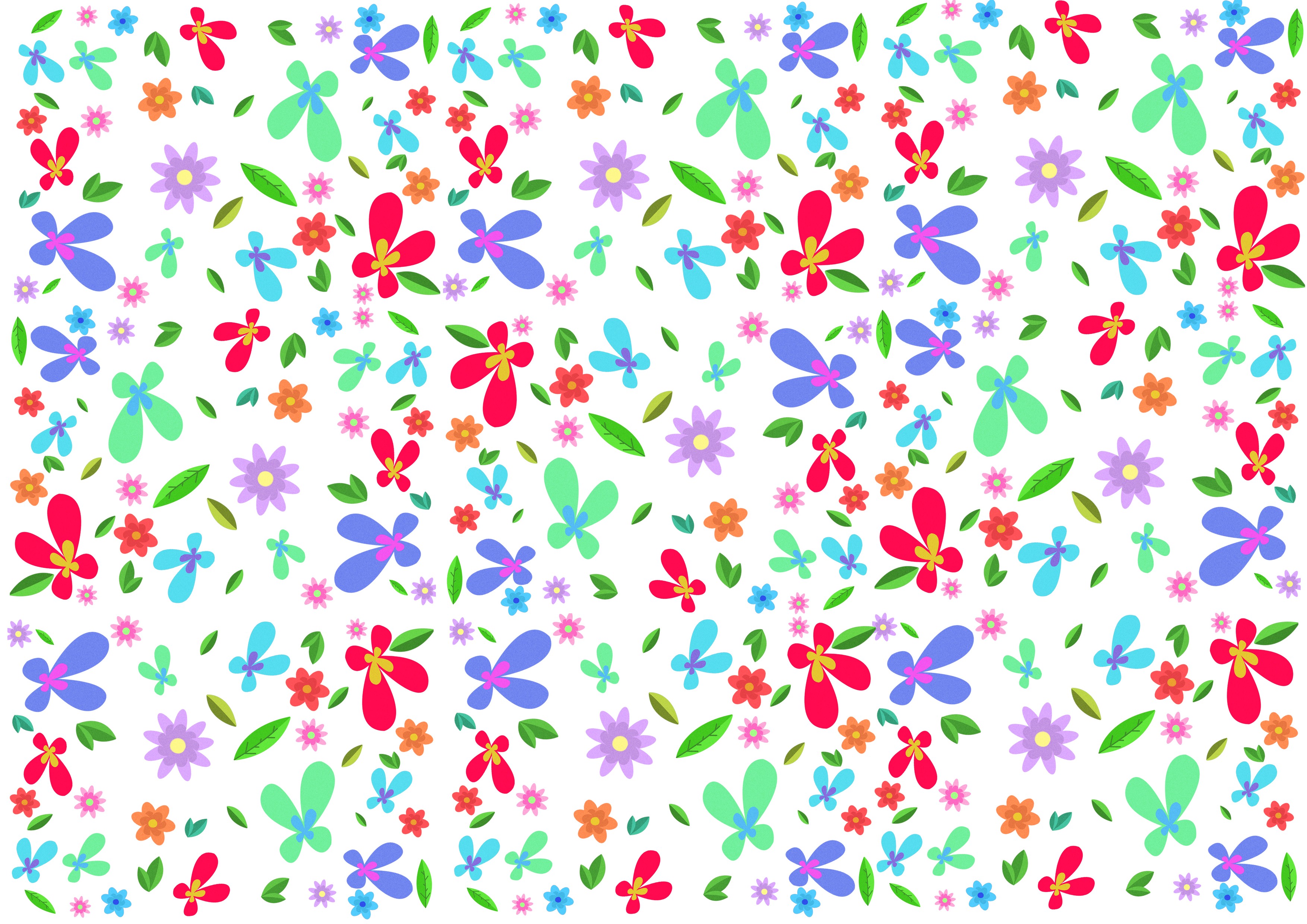 General 3508x2480 pattern digital art simple background floral minimalism flowers petals leaves