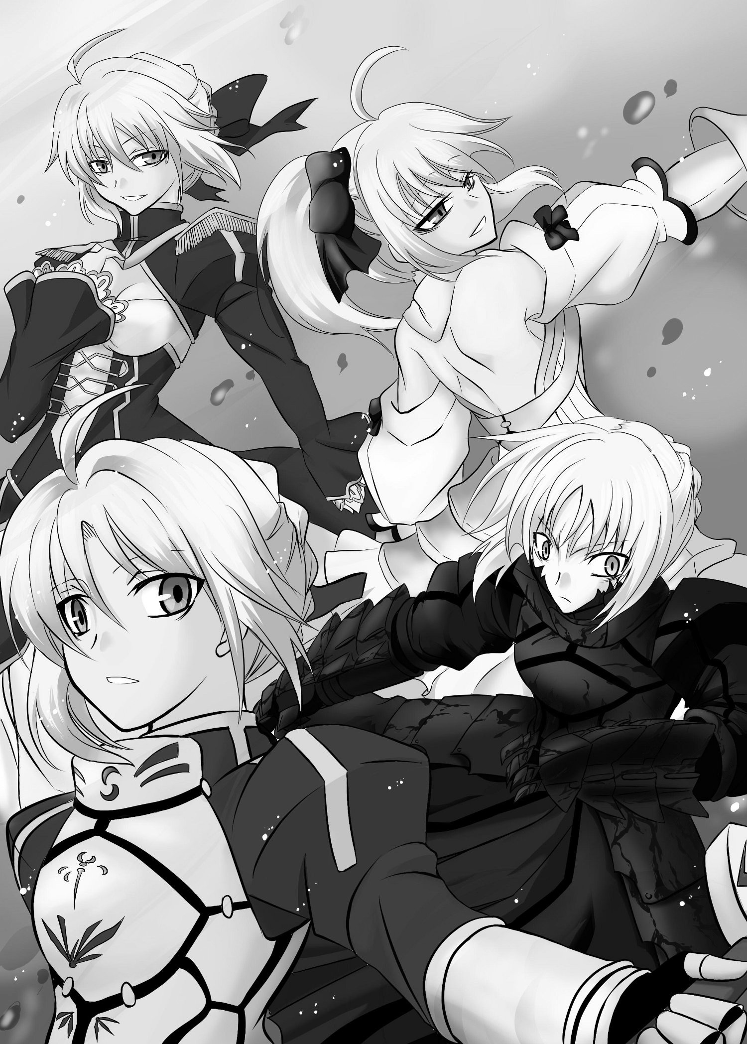 Anime 1500x2096 anime anime girls monochrome Fate series fate/stay night: heaven's feel Fate/Extra Fate/Extra CCC Fate/Unlimited Codes  Fate/Grand Order Artoria Pendragon Saber Saber Alter Saber Lily Nero Claudius blonde long hair artwork digital art fan art