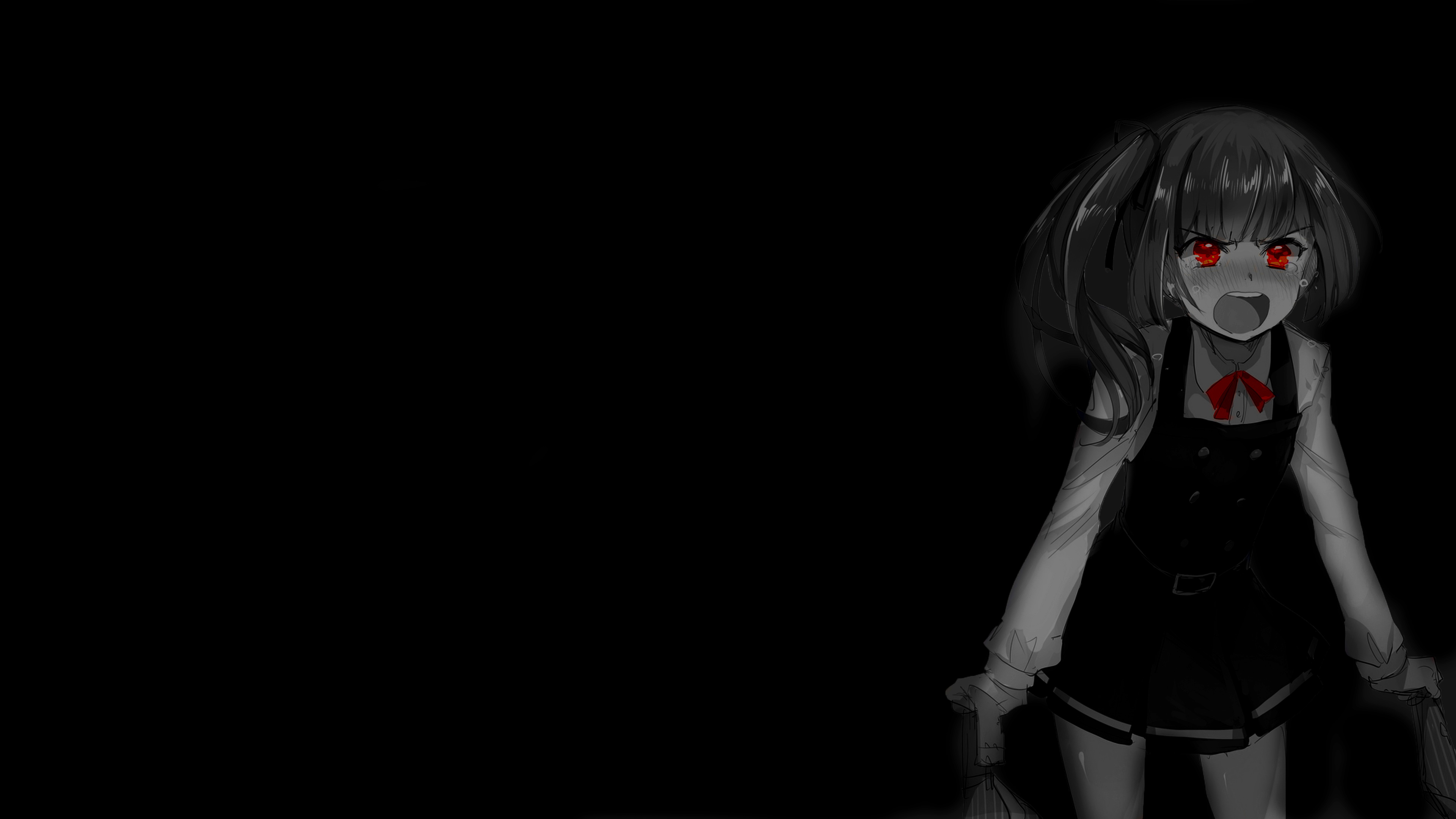 Anime 3840x2160 selective coloring black background dark background simple background anime girls
