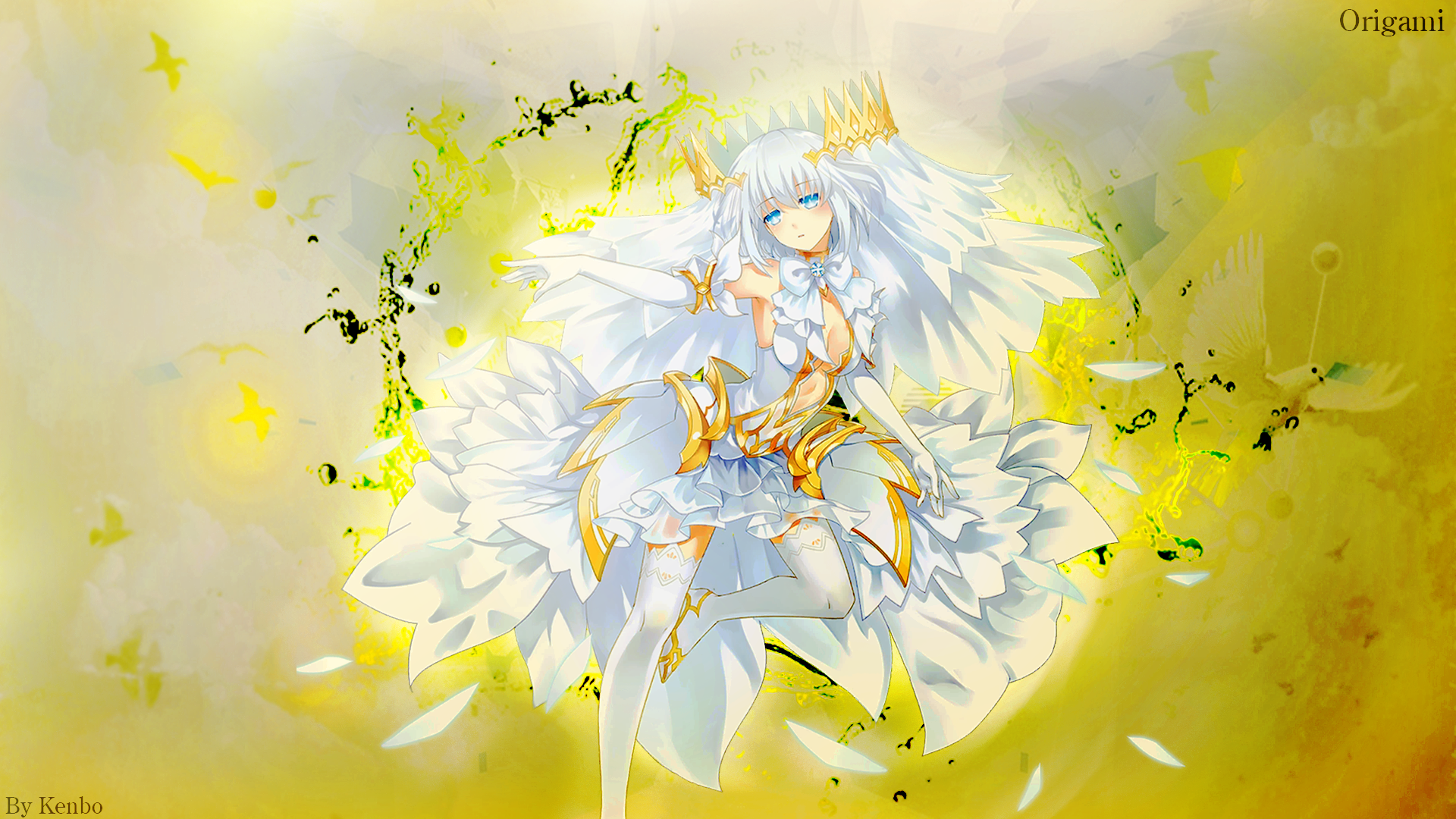 Anime 1920x1080 Date A Live white hair anime anime girls yellow Tobiichi Origami wedding dress