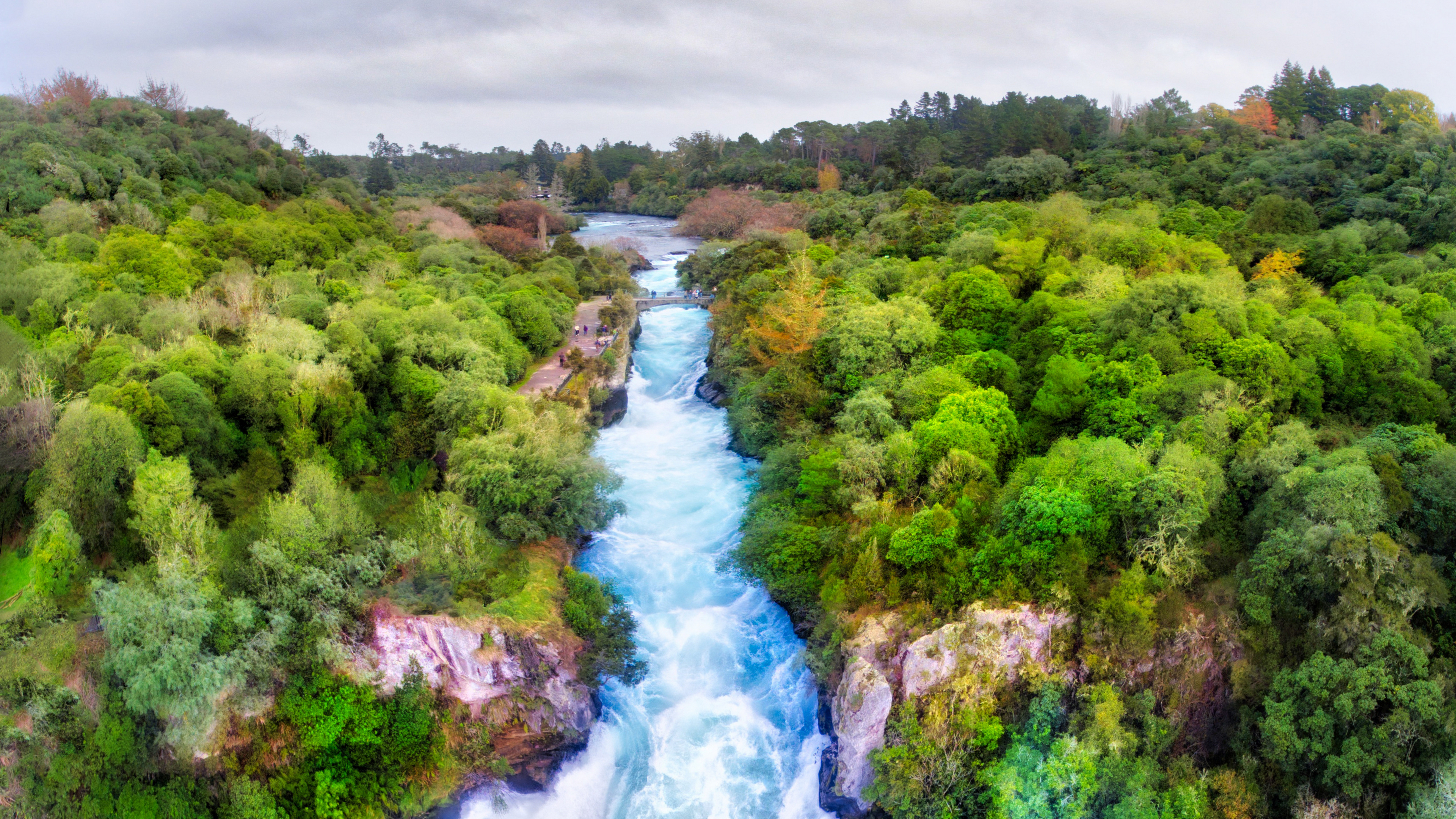 General 3840x2160 landscape nature waterfall river forest water Huka Falls Huka Lodge New Zealand Taupo