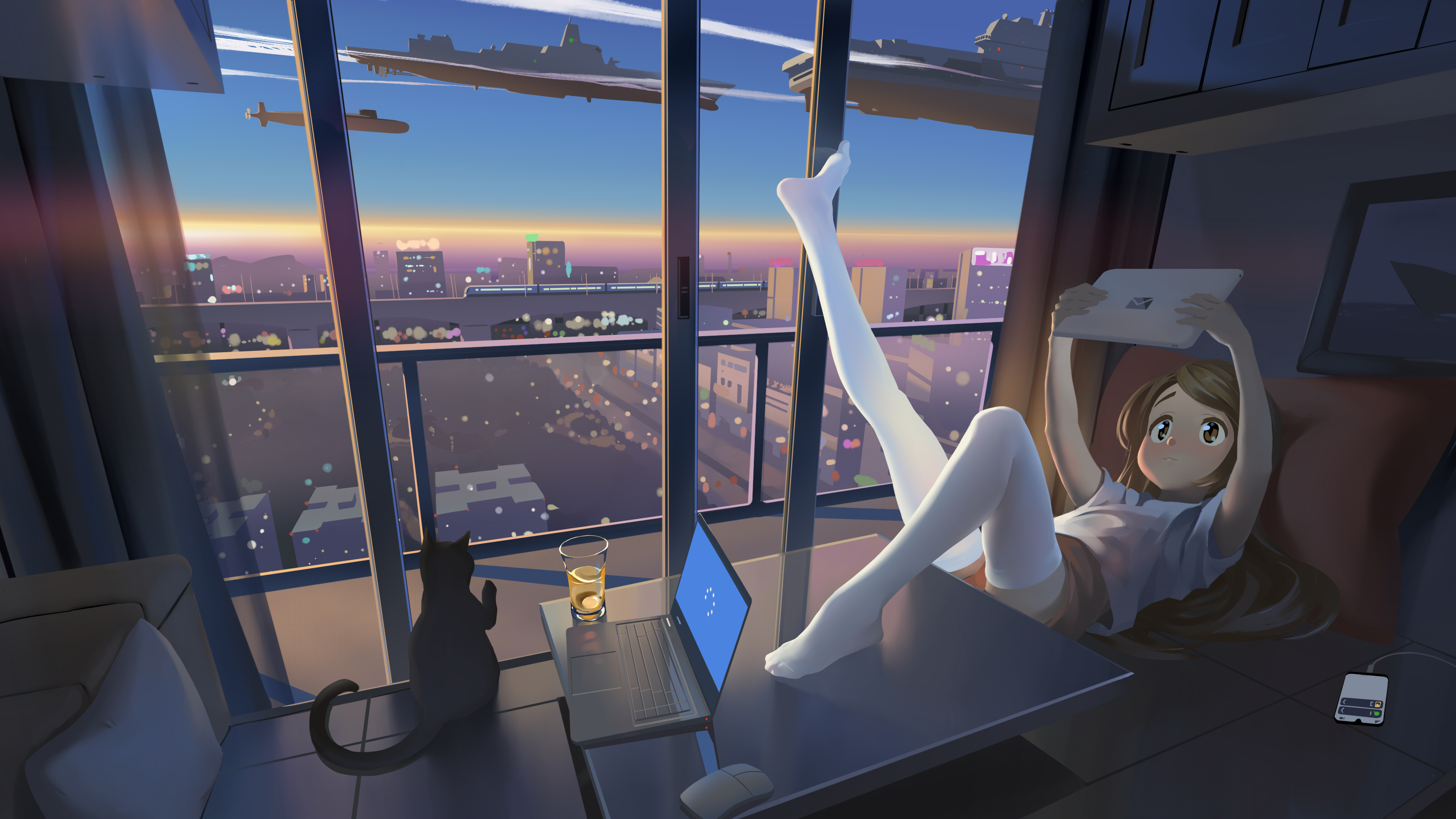 Anime 3200x1800 anime girls window artwork