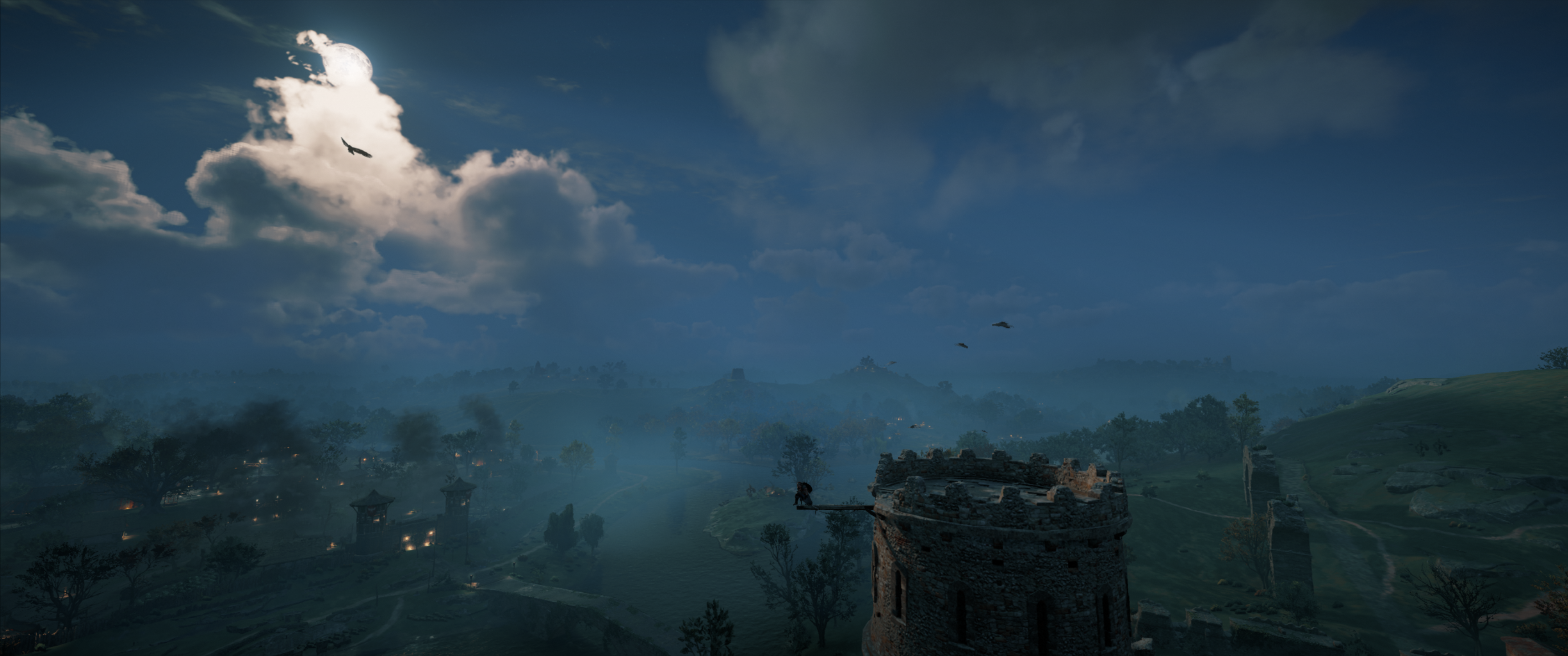 General 3440x1440 Assassin's Creed Assassin's Creed: Valhalla landscape clouds structure blue trees green