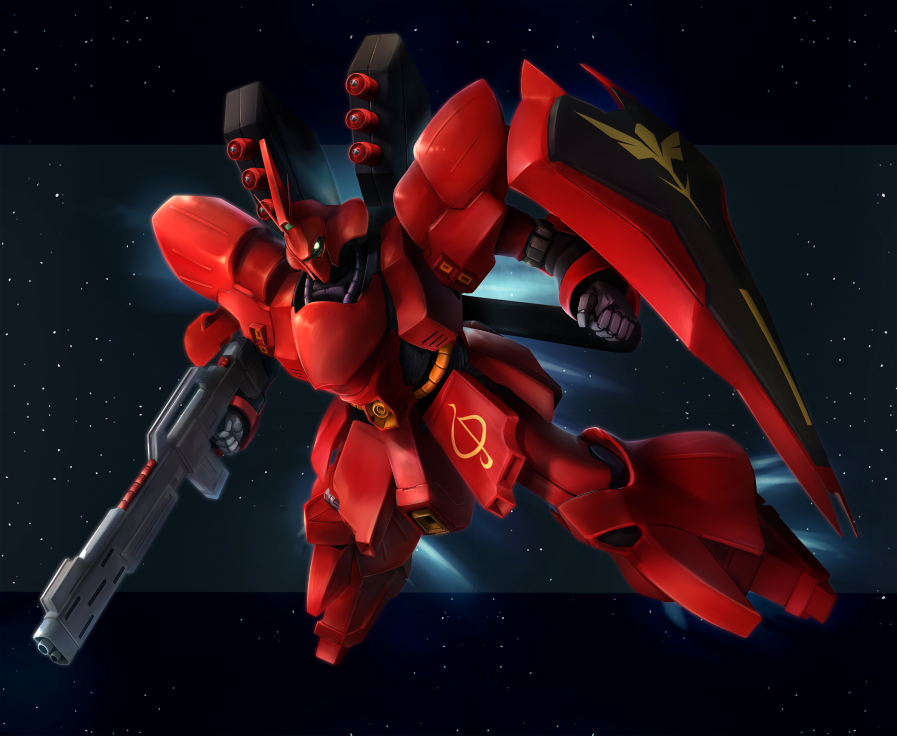 Anime 1804x1479 anime mechs Mobile Suit Mobile Suit Gundam Char&#039;s Counterattack Sazabi Super Robot Taisen artwork digital art fan art