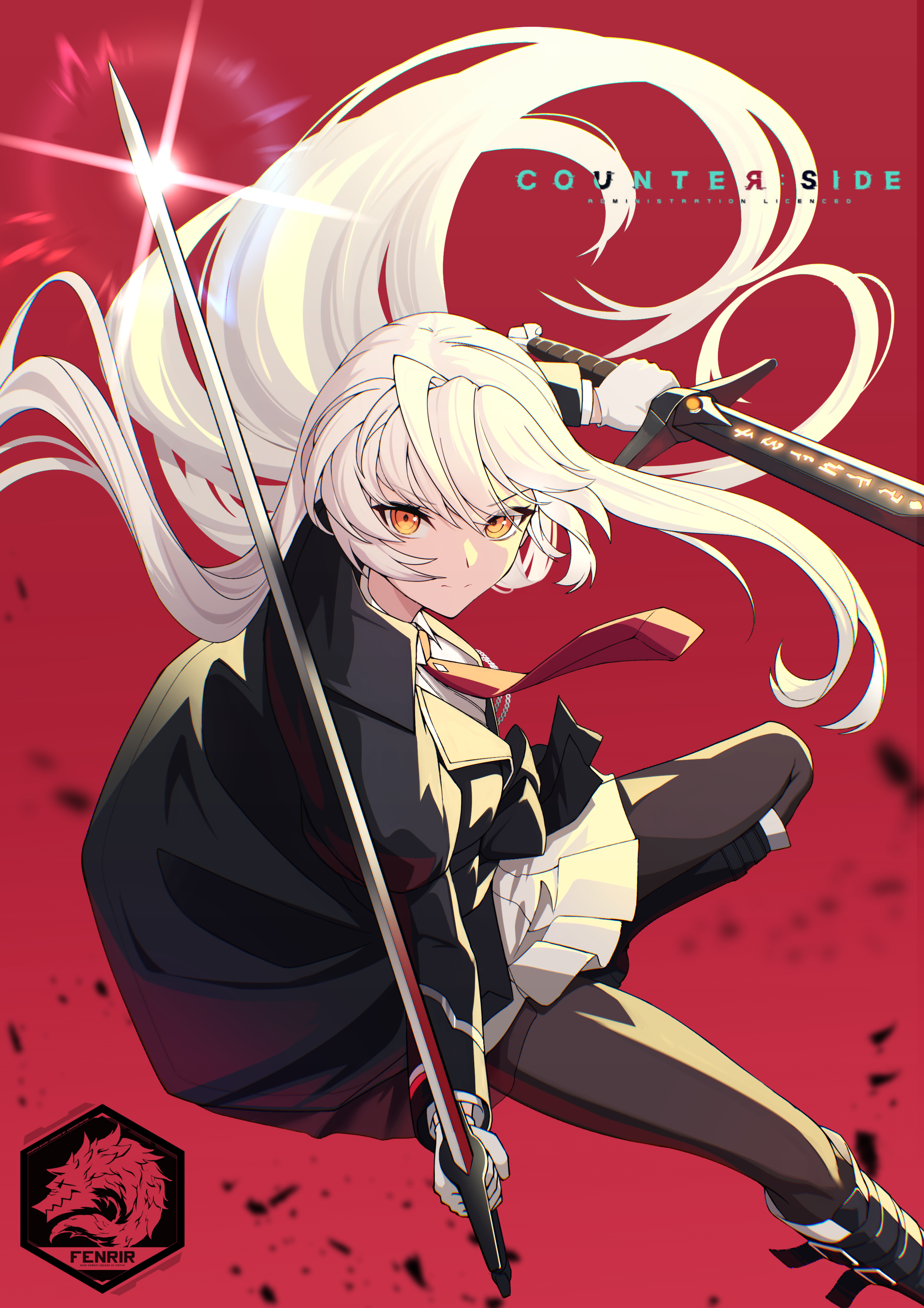 Anime 2480x3508 ETT anime girls white hair sword weapon