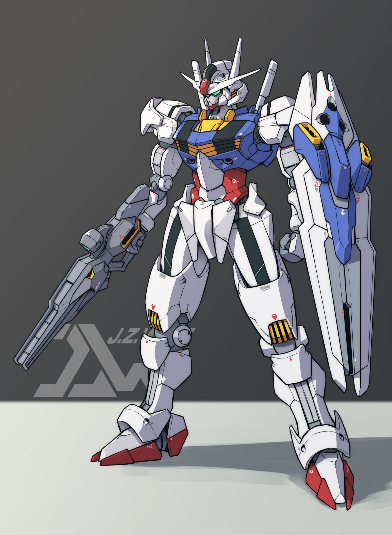 Anime 1321x1800 Gundam Aerial Mobile Suit Gundam: The Witch from Mercury anime mechs Super Robot Taisen Gundam artwork digital art fan art