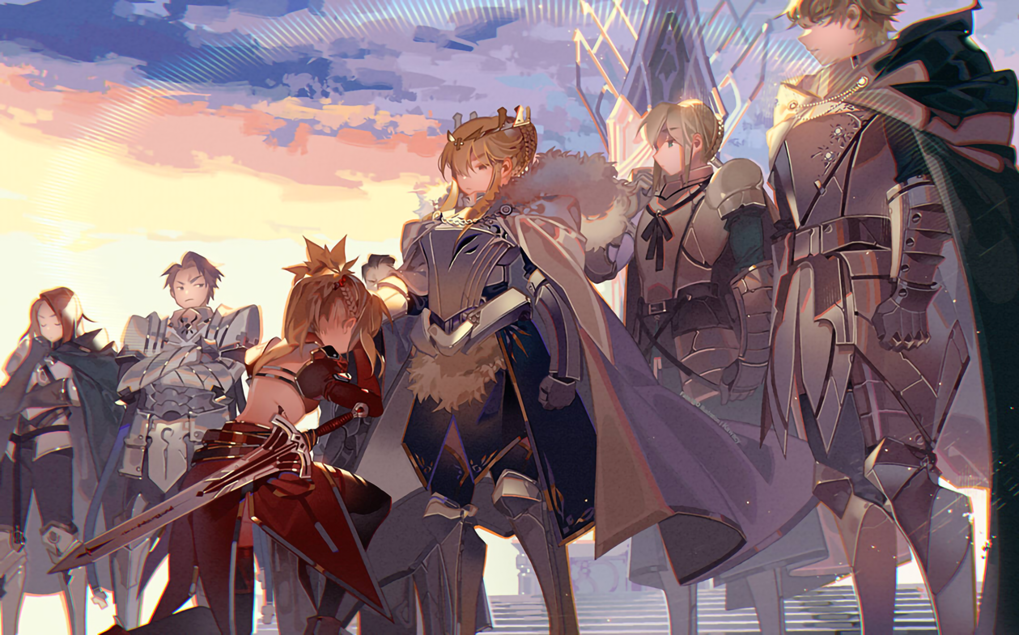 Anime 2000x1248 Fate/Grand Order Artoria Pendragon Knights of the Round Table (Fate/Grand Order) Mordred (Fate/Apocrypha) Kawacy artwork Gawain (Fate/Grand Order)