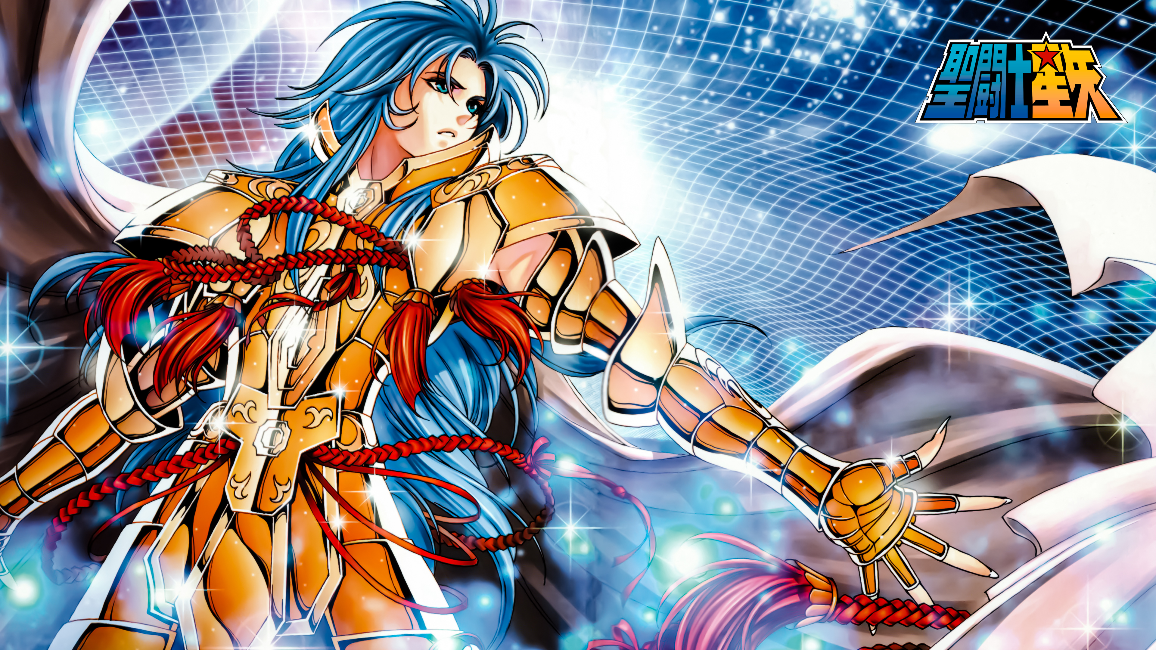 Anime 3840x2160 Saint Seiya: Legend of Sanctuary Saint Seiya anime blue hair aqua eyes long hair armor anime boys Saga (Saint Seiya)