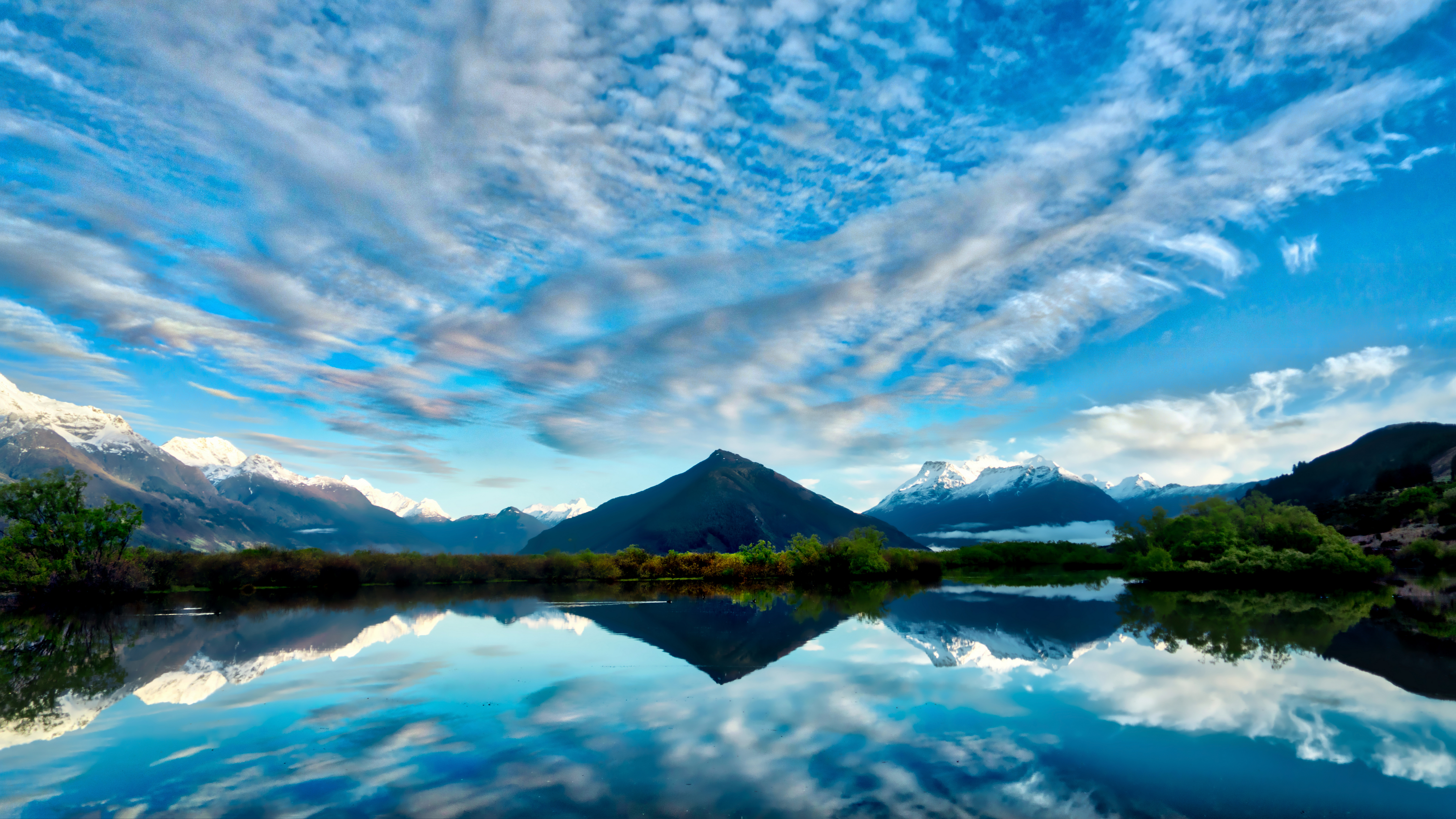 General 7680x4320 Trey Ratcliff photography water reflection clouds sky mountains New Zealand Glenorchy nature