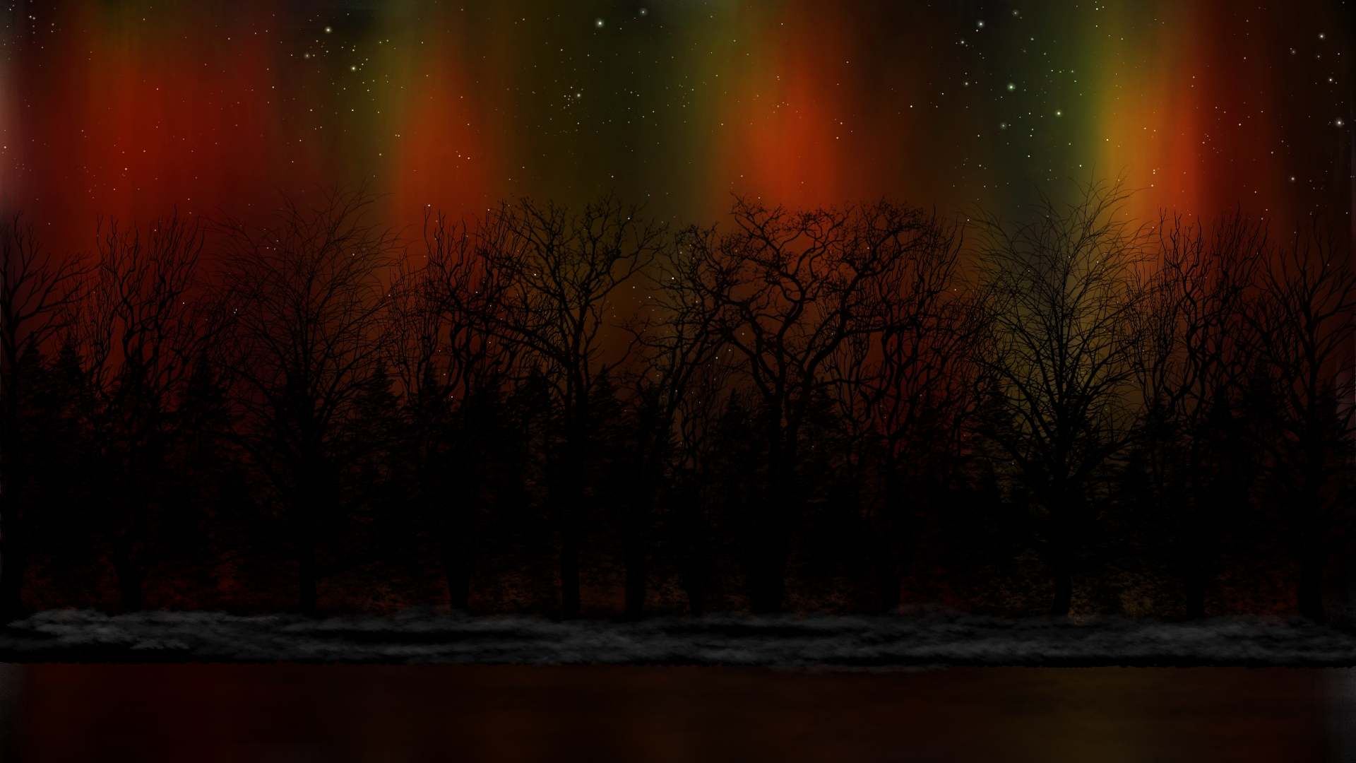 General 1920x1080 digital painting digital art nature landscape aurorae silhouette
