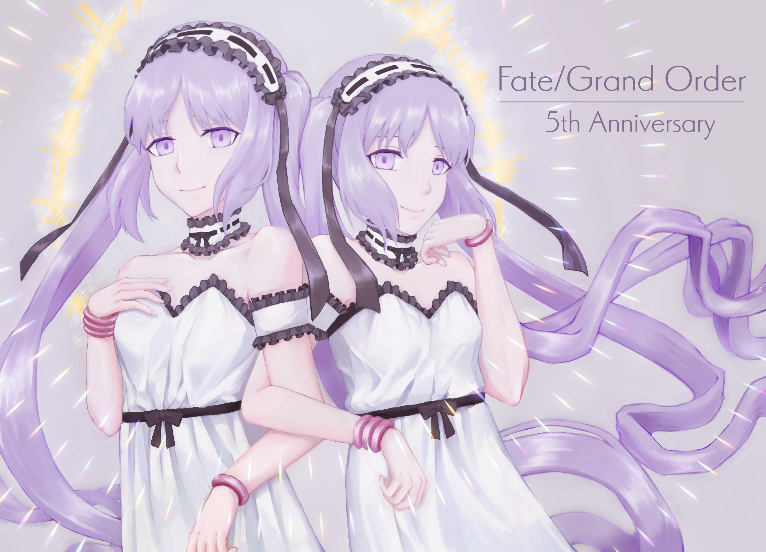 Anime 2500x1800 anime anime girls Fate series Fate/Hollow Ataraxia Fate/Grand Order Euryale (Fate/Grand Order) Stheno (Fate/Grand Order) twintails long hair purple hair twins artwork digital art fan art