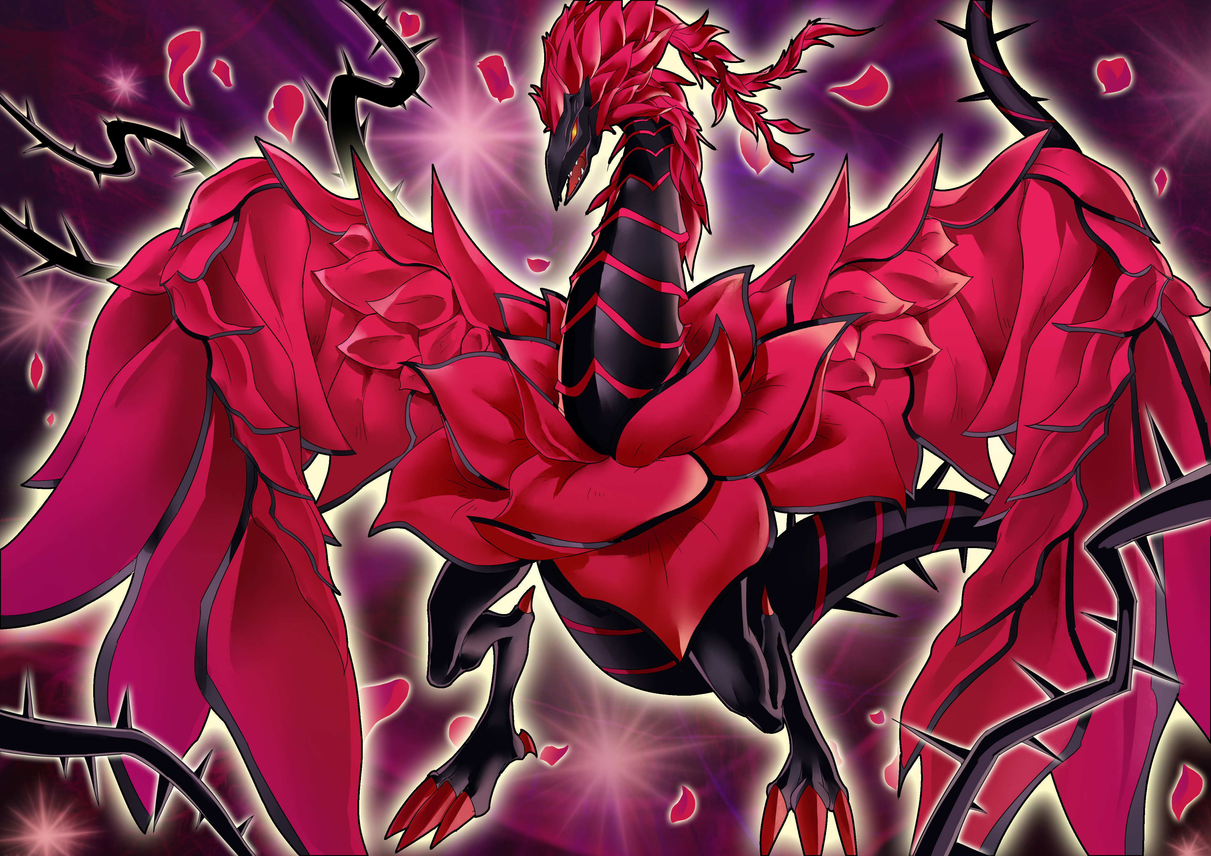 Anime 4093x2894 Black Rose Dragon anime dragon Trading Card Games Yu-Gi-Oh! Yu-Gi-Oh! 5D's artwork digital art fan art