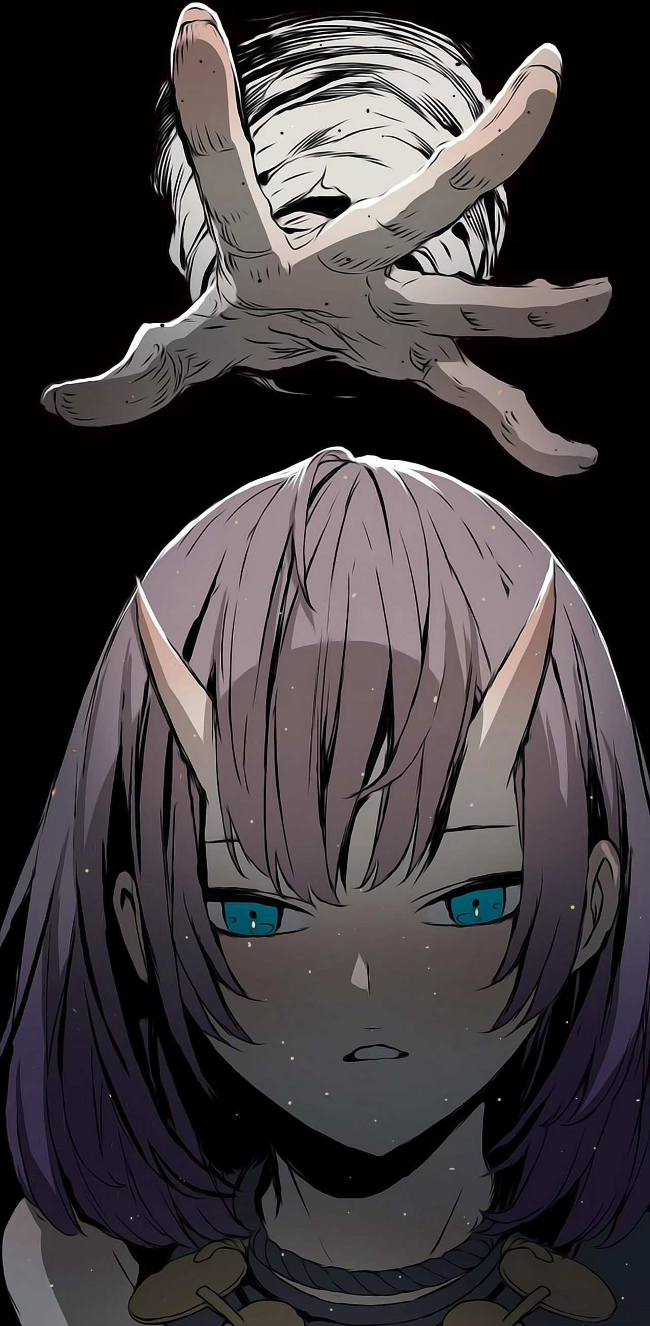Anime 1280x2609 manga webtoon manhwa blue eyes horns demon horns Sword Sheath's Child visual novel photoshopped