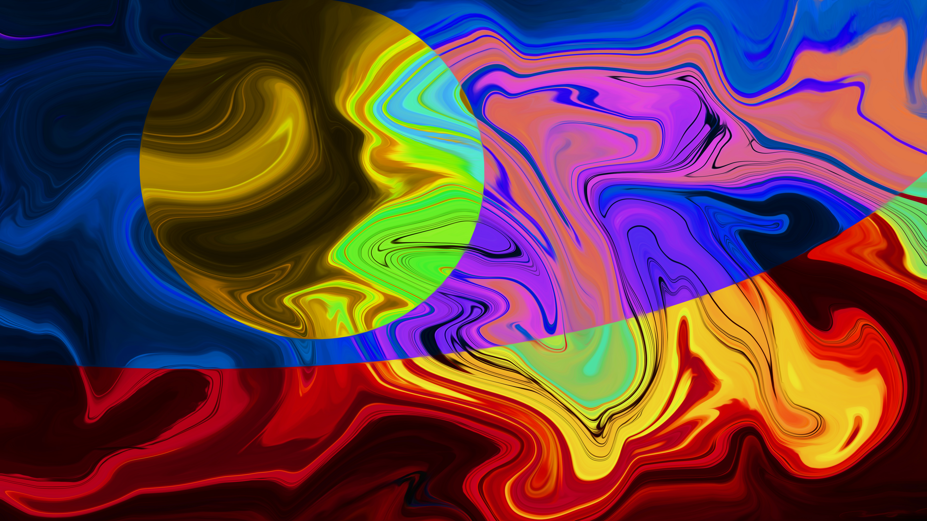 General 3840x2160 abstract fluid liquid illustration graphic design artwork digital art colorful Moon XEBELION