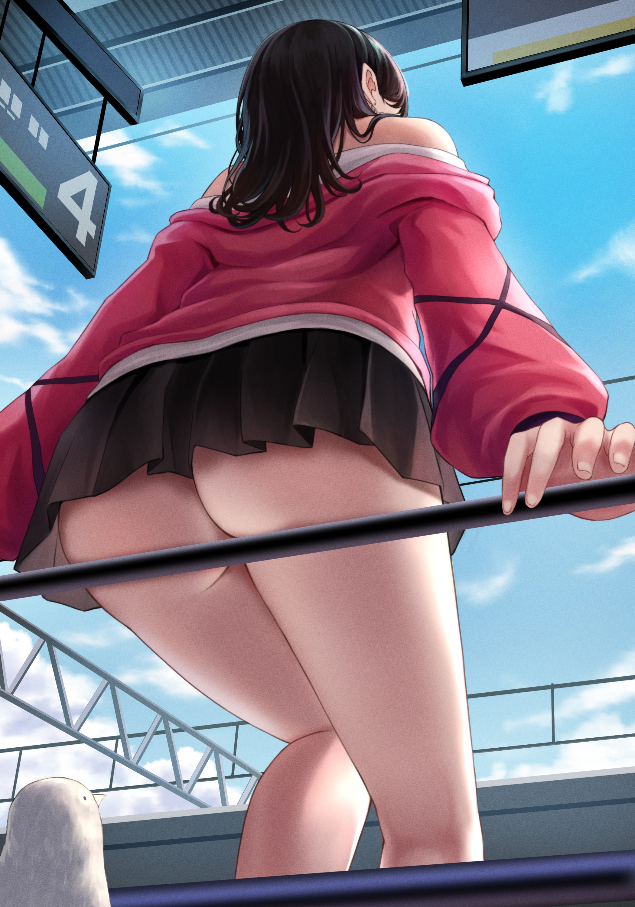 Anime 2100x3000 anime anime girls Numaguro artwork SSSS.GRIDMAN Takarada Rikka low-angle miniskirt upskirt ass nopan