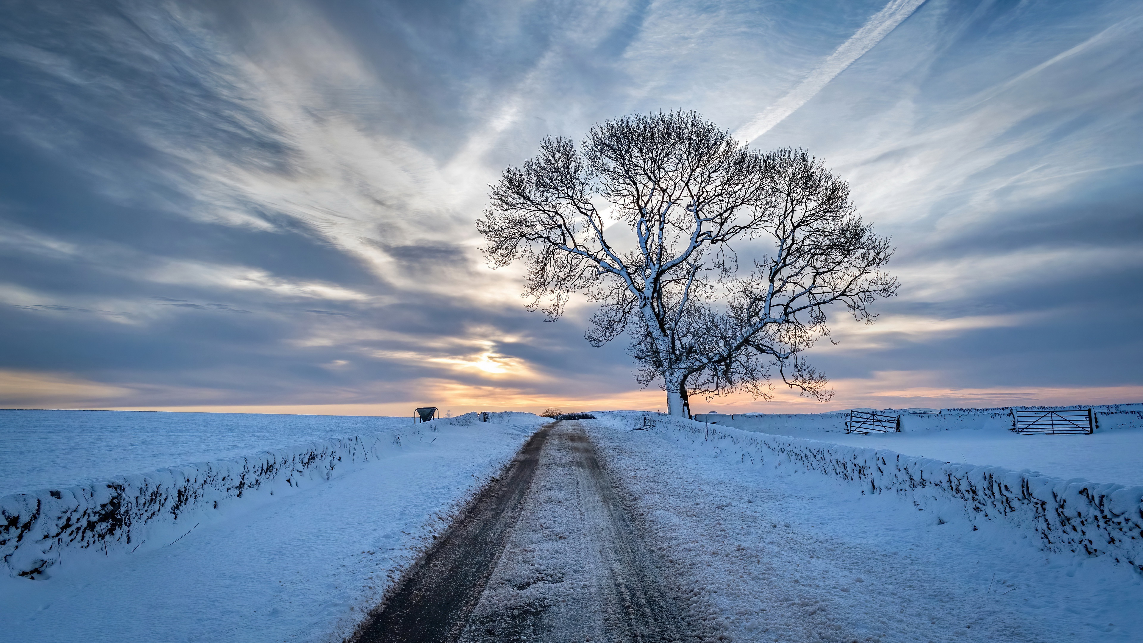 General 3840x2160 nature landscape sky winter cold ice snow road outdoors