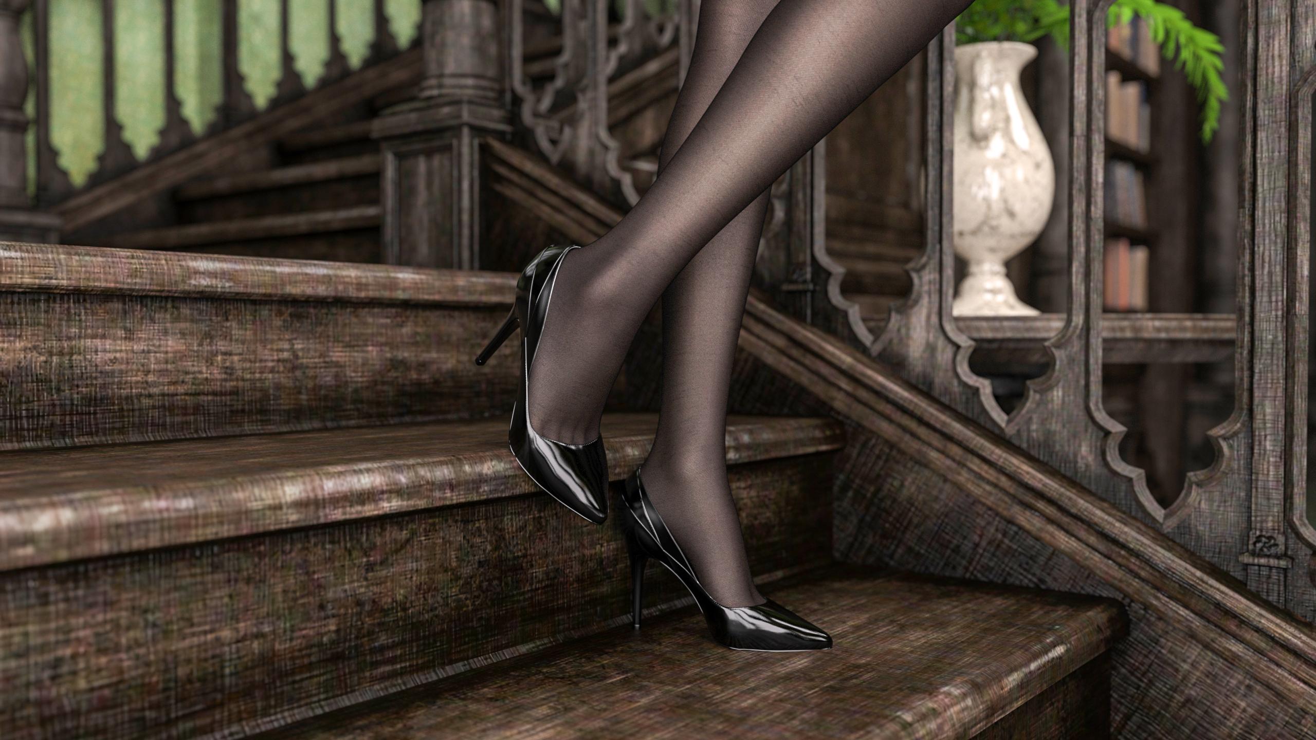 Anime 2560x1440 high heels feet legs heels