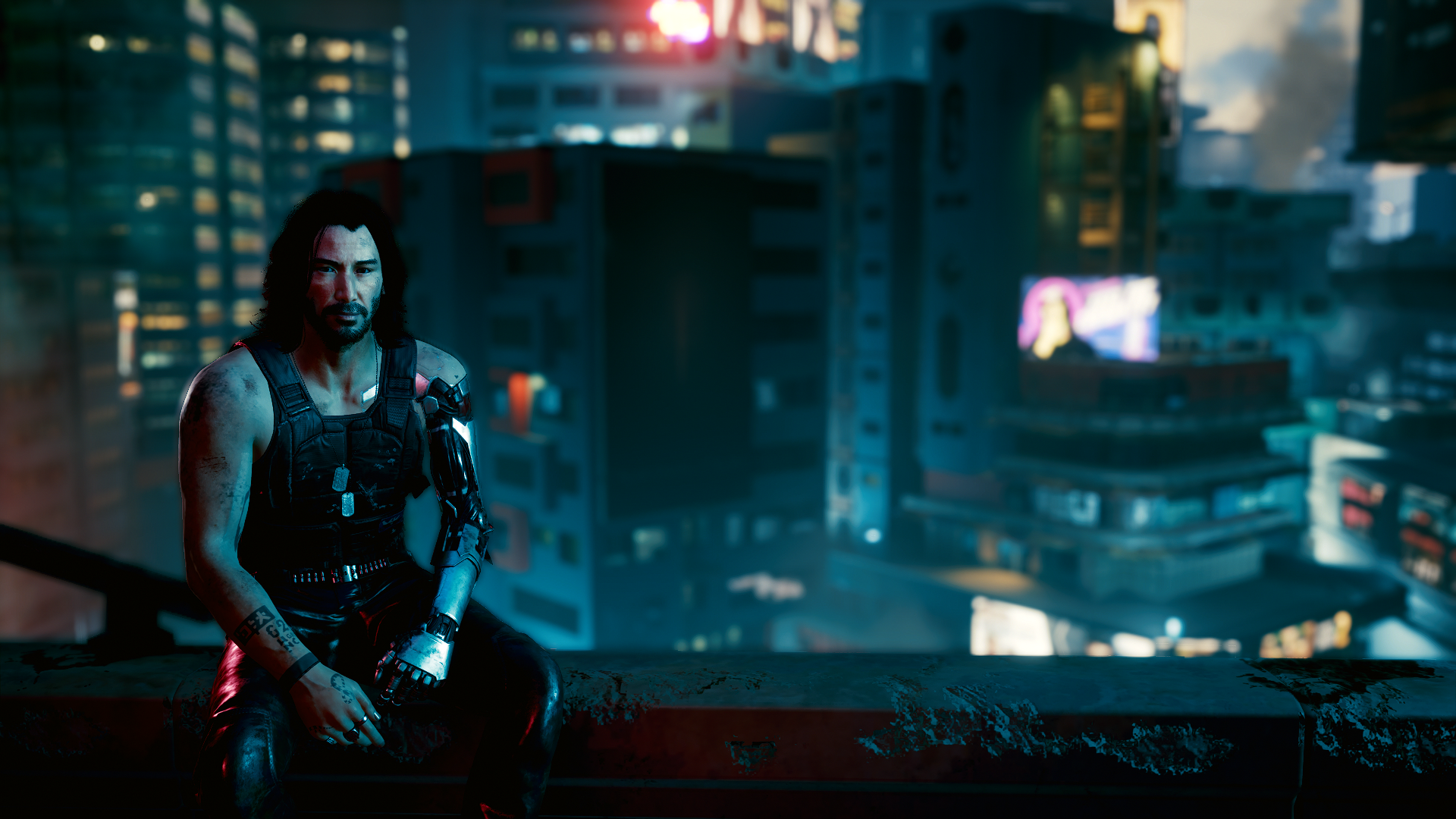 General 1920x1080 Cyberpunk 2077 screen shot Johnny Silverhand Keanu Reeves night video games video game characters CD Projekt RED actor